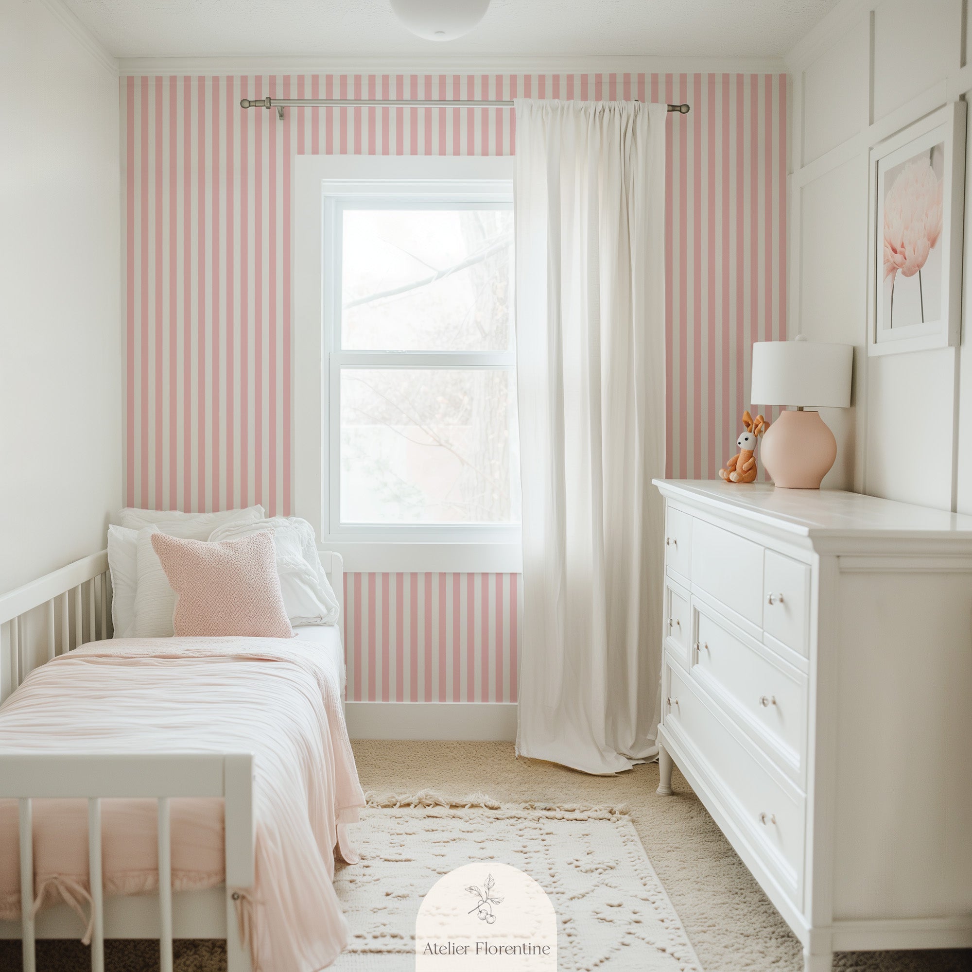 Small pink striped wallpaper for children's rooms wallpaper Amsterdam