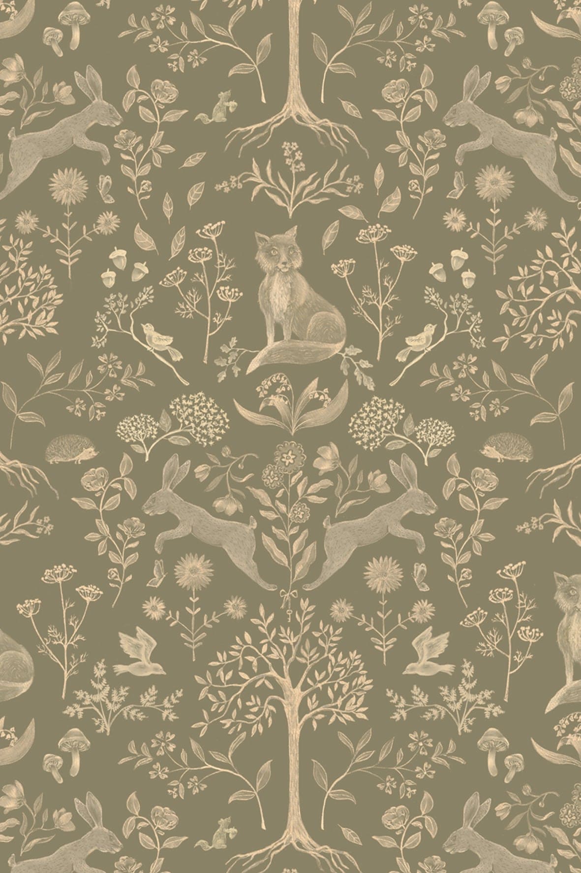 Children's wallpaper forest animals green nursery kids decoration room wallpapers