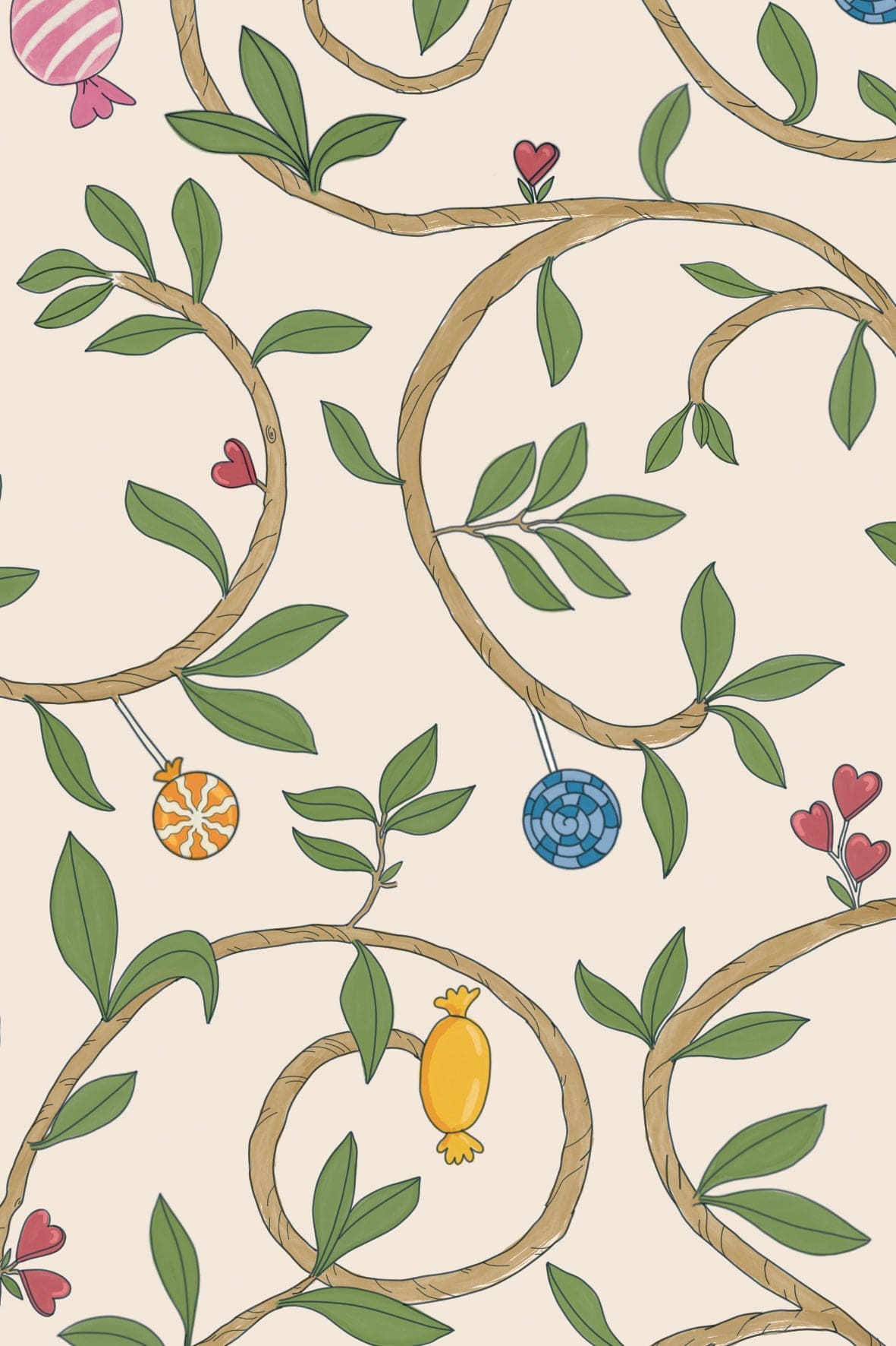 Wallpaper for kids, nursery, candy, girls room, children's wallpapers, sweet, peel & stick, vinyl, non-woven