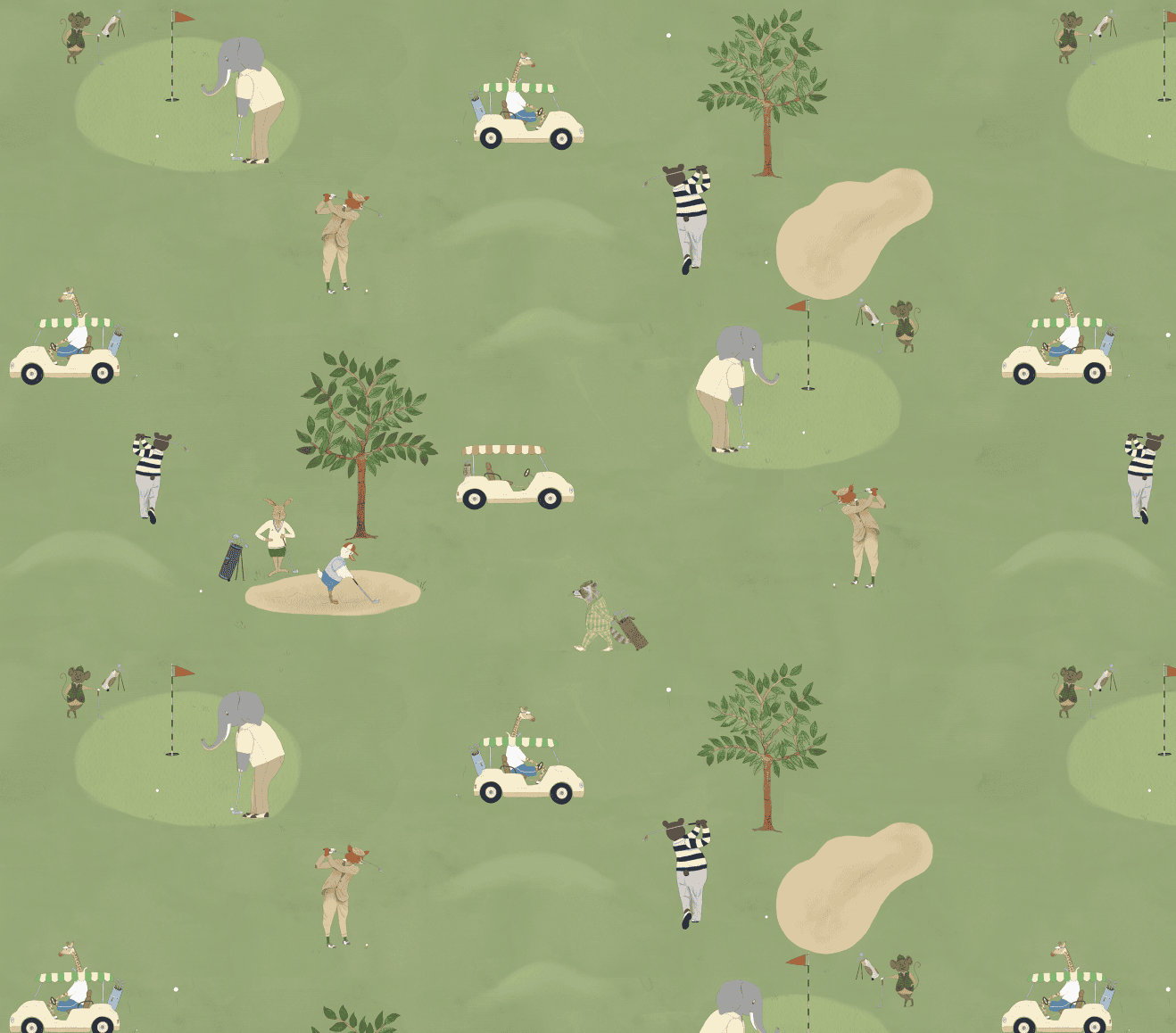Children's wallpaper golf animals wallpaper for kids nursery boys room