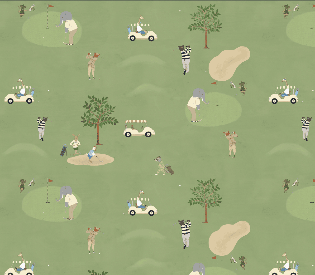 Children's wallpaper golf animals wallpaper for kids nursery boys room