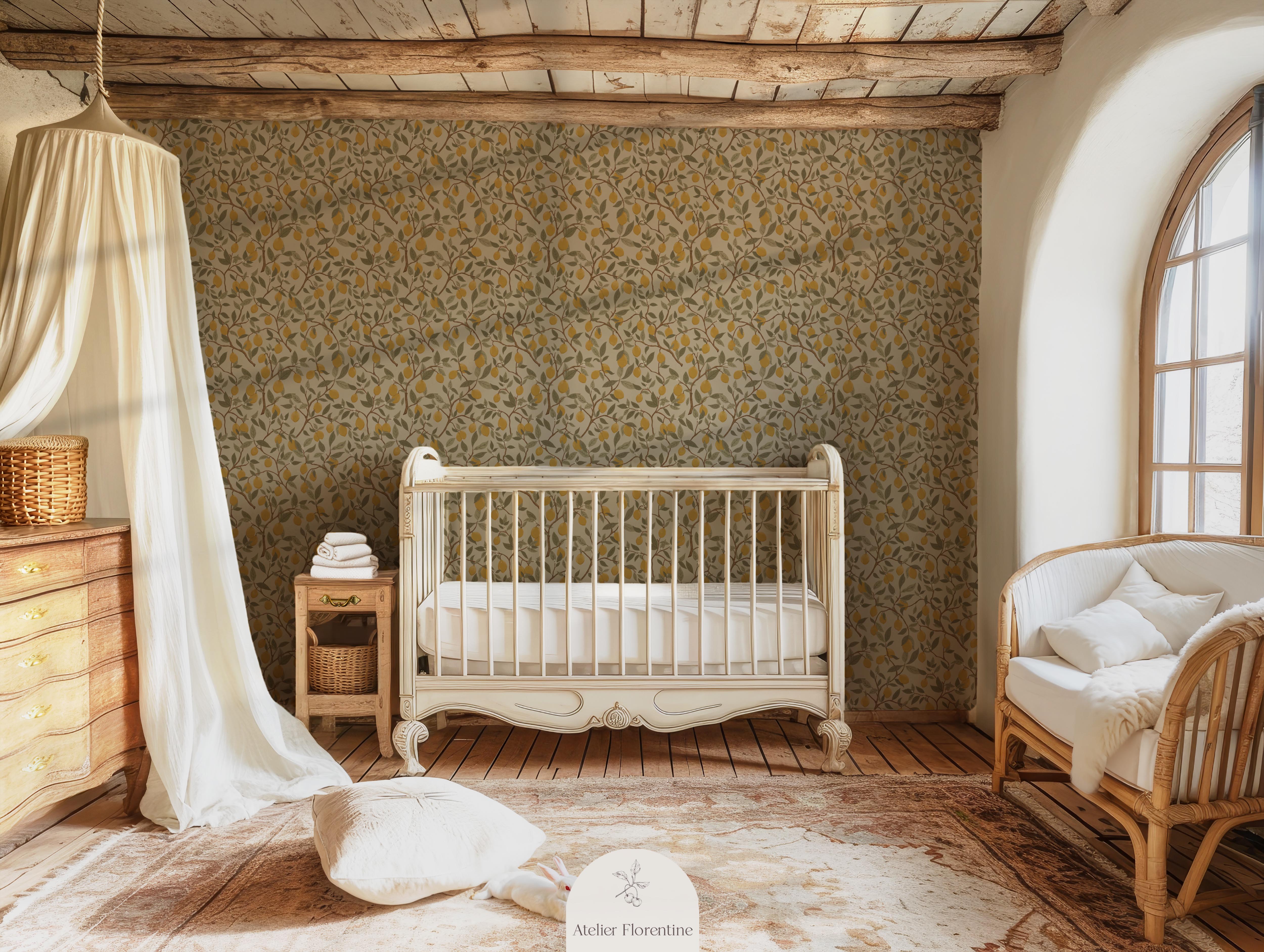 Lemon wallpaper nursery decor children's room lemons wallpapers kids