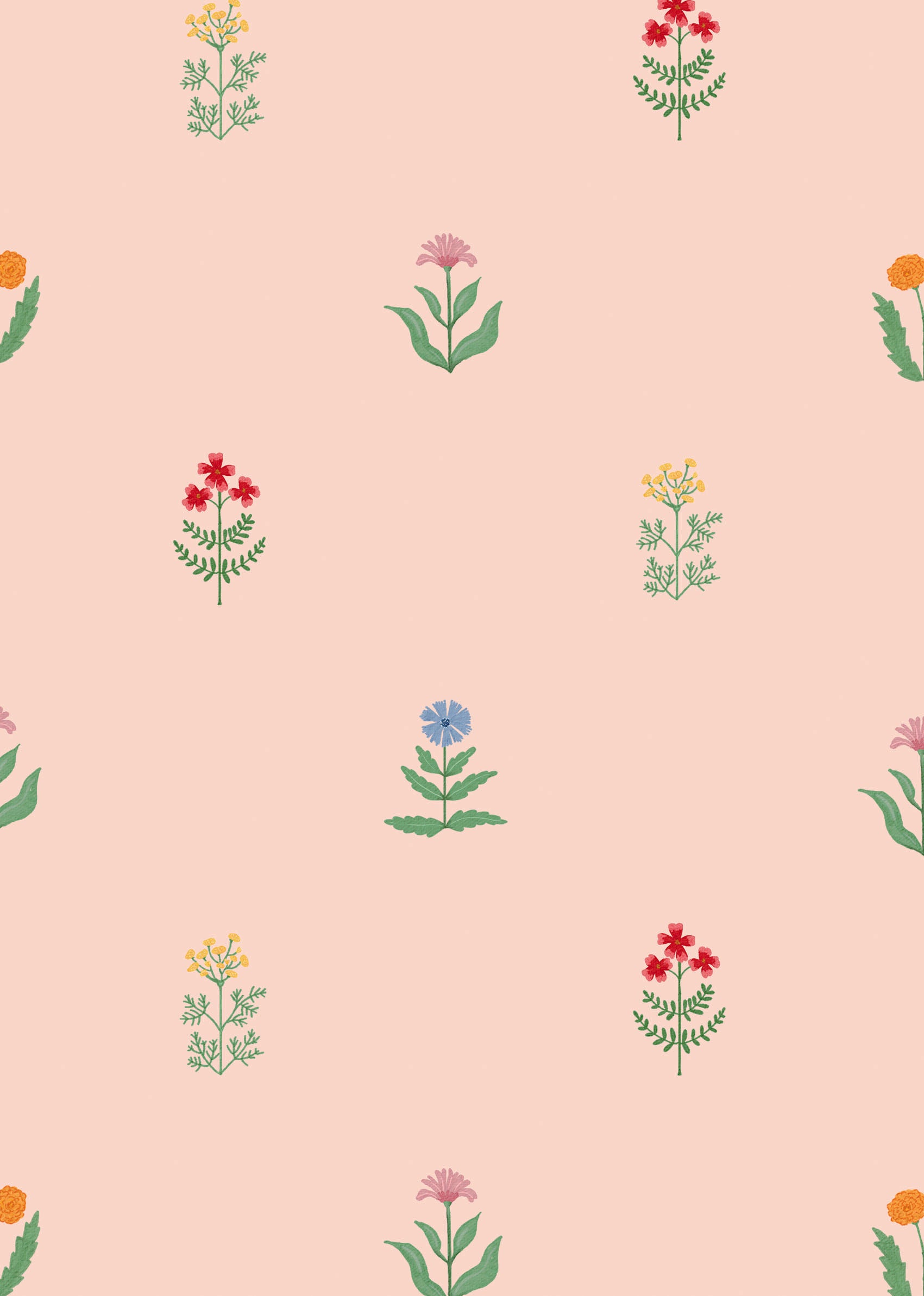 Children's wallpaper flowers, flower wallpapers nursery, kids decoration, peel and stick