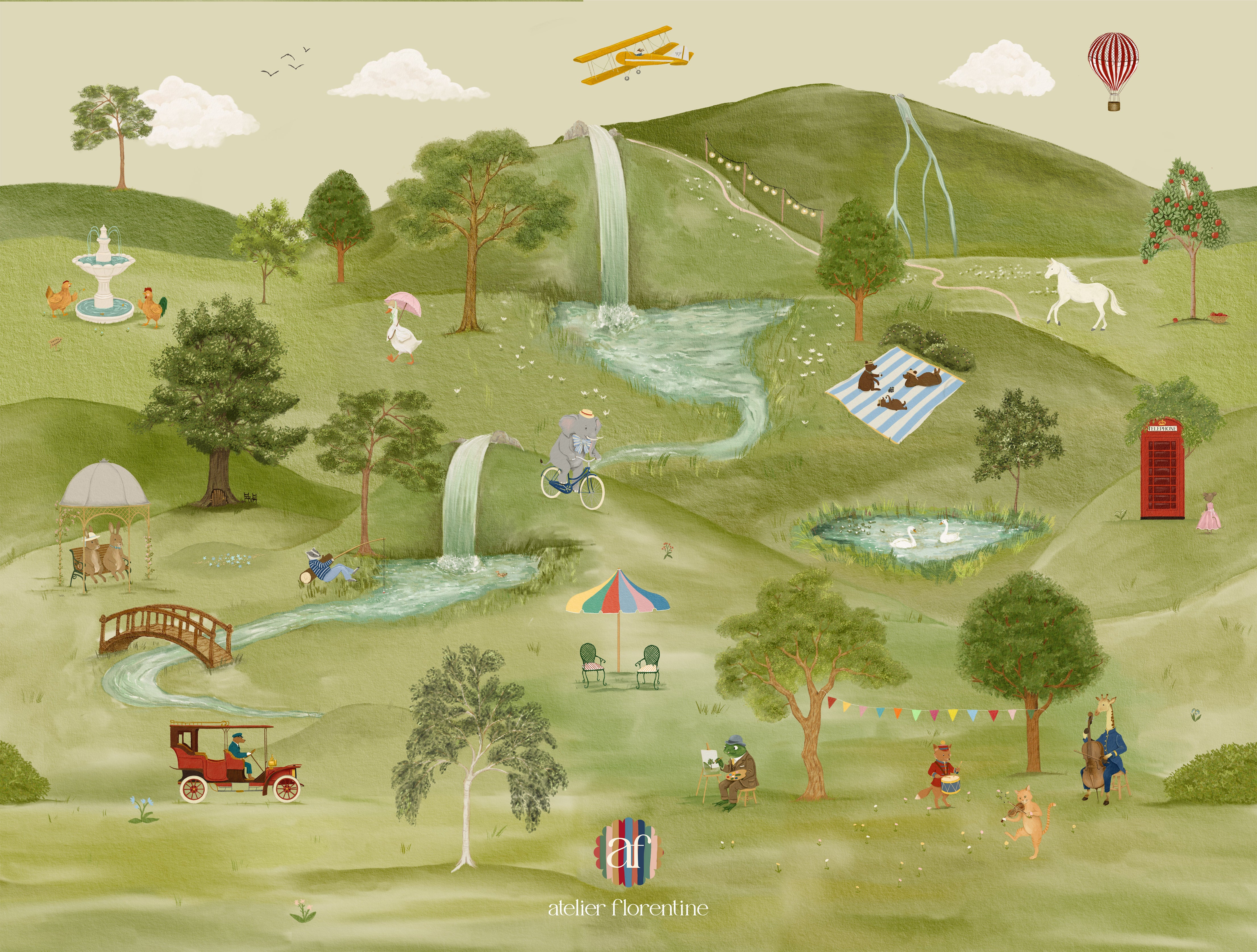 nursery wallpaper mural kids wallpapers childrens room Lake District Beatrix potter