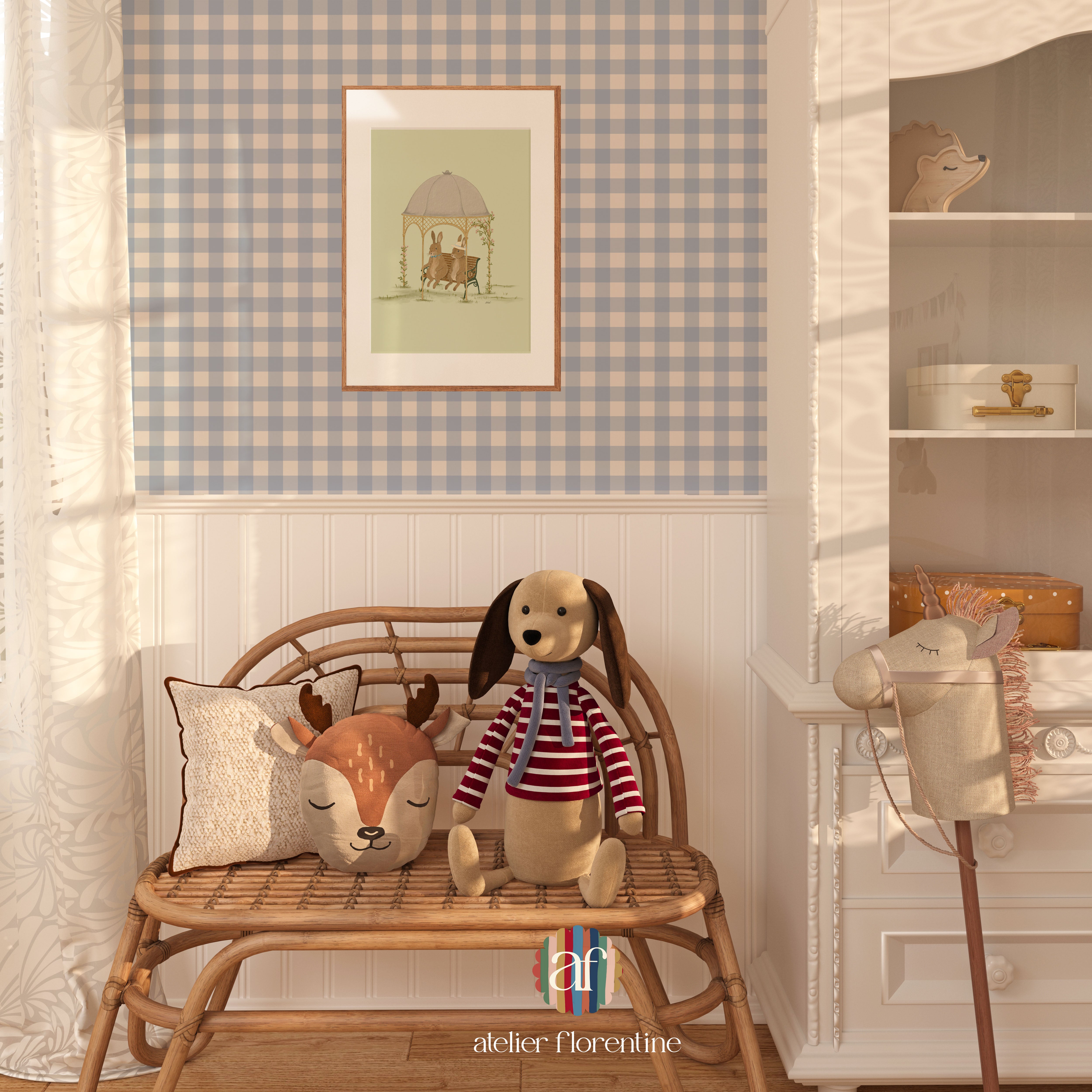 Children's wallpaper checks, checkered wallpapers nursery, kids decoration, peel and stick