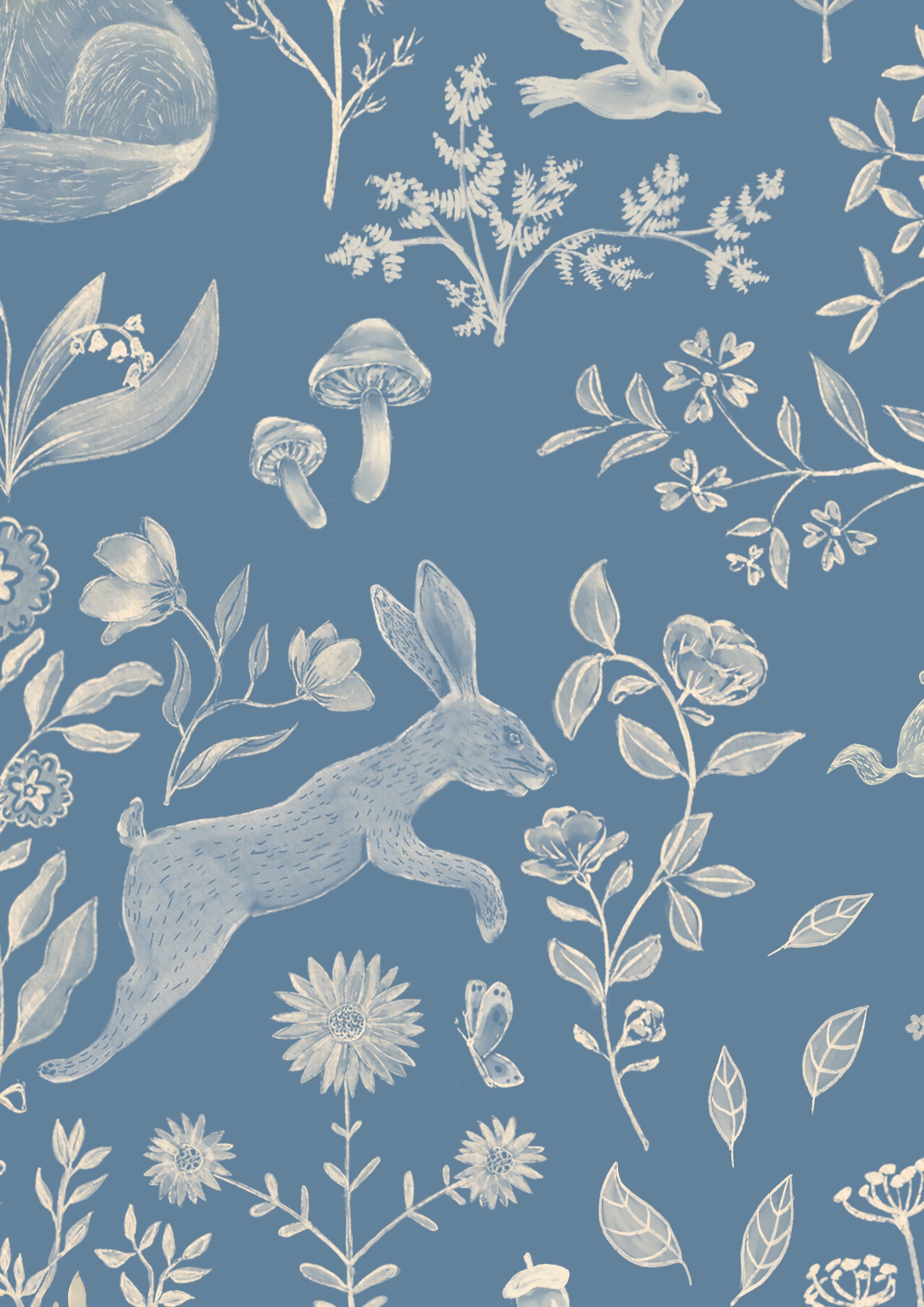 Children's wallpaper forest animals blue nursery kids decoration room wallpapers