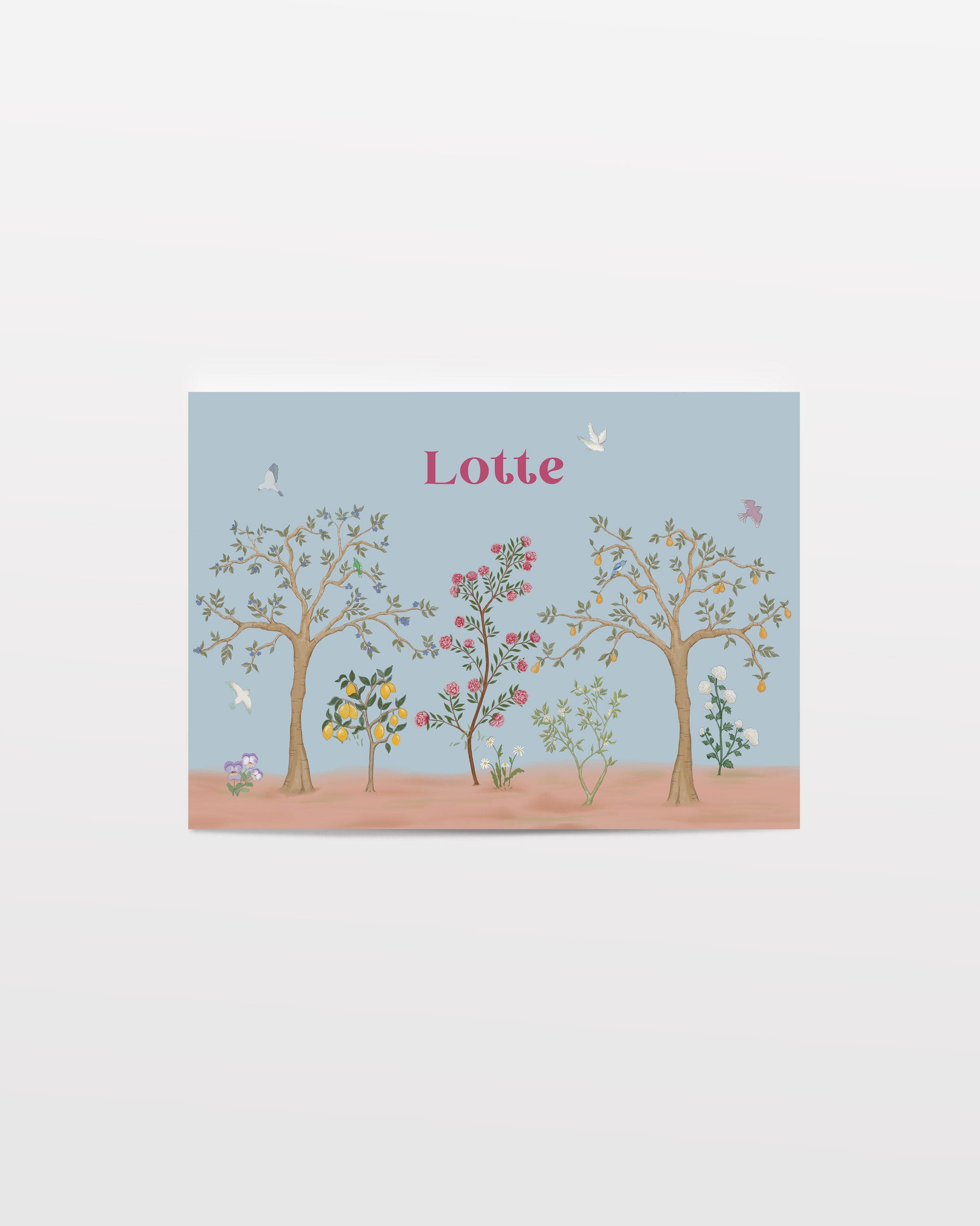 Birth announcement flower trees