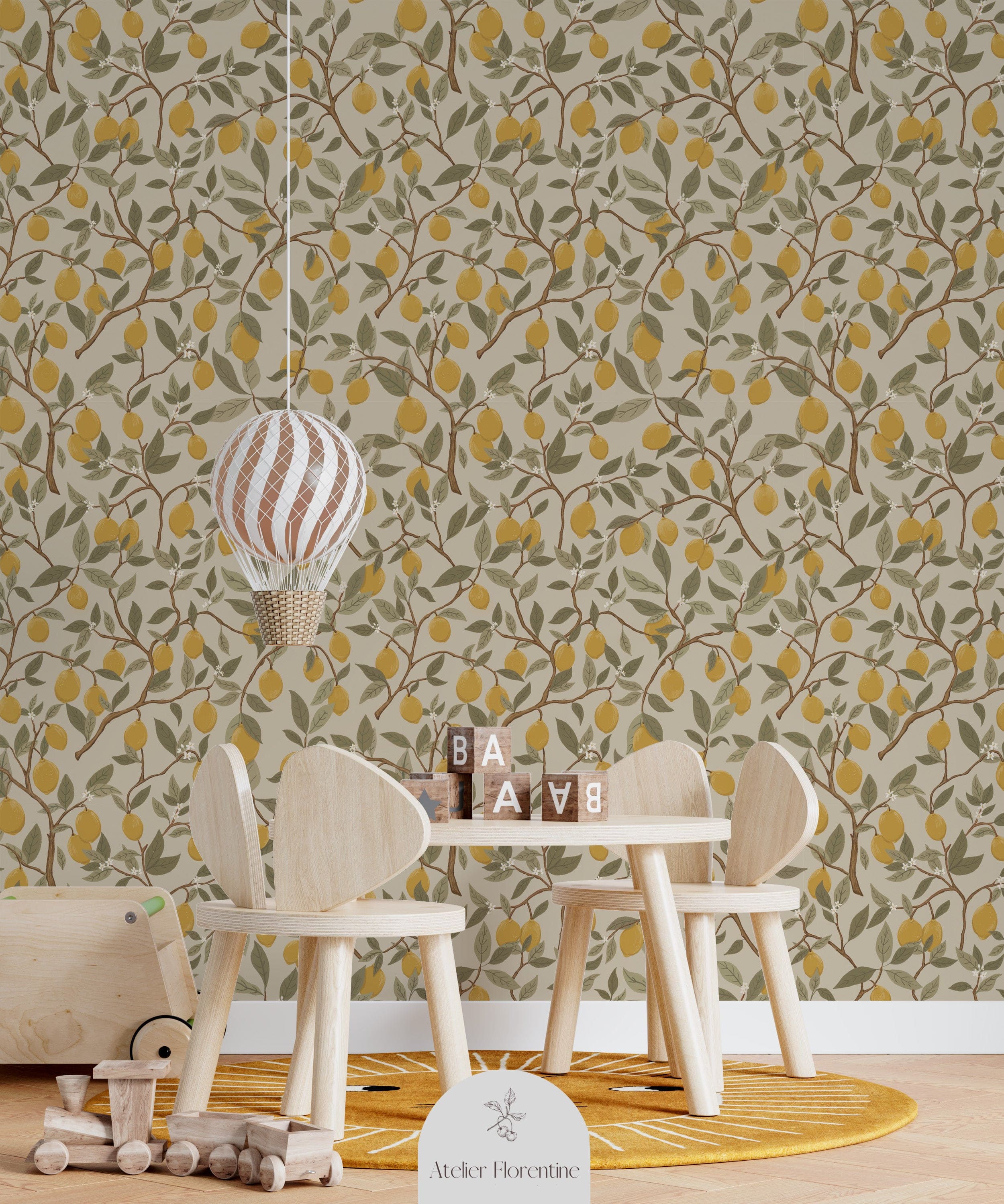 Lemon wallpaper nursery decor children's room lemons wallpapers