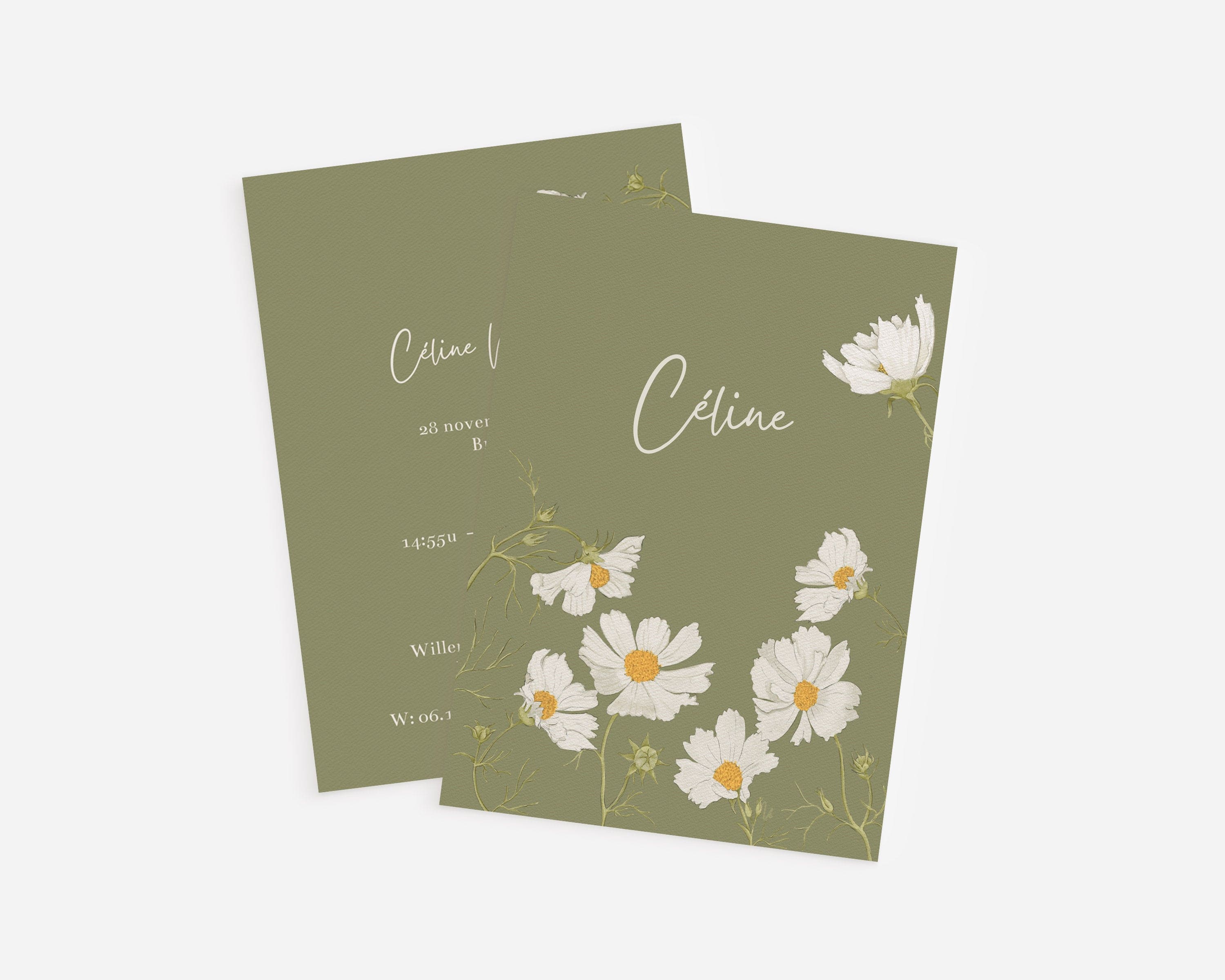 Birth white flower card