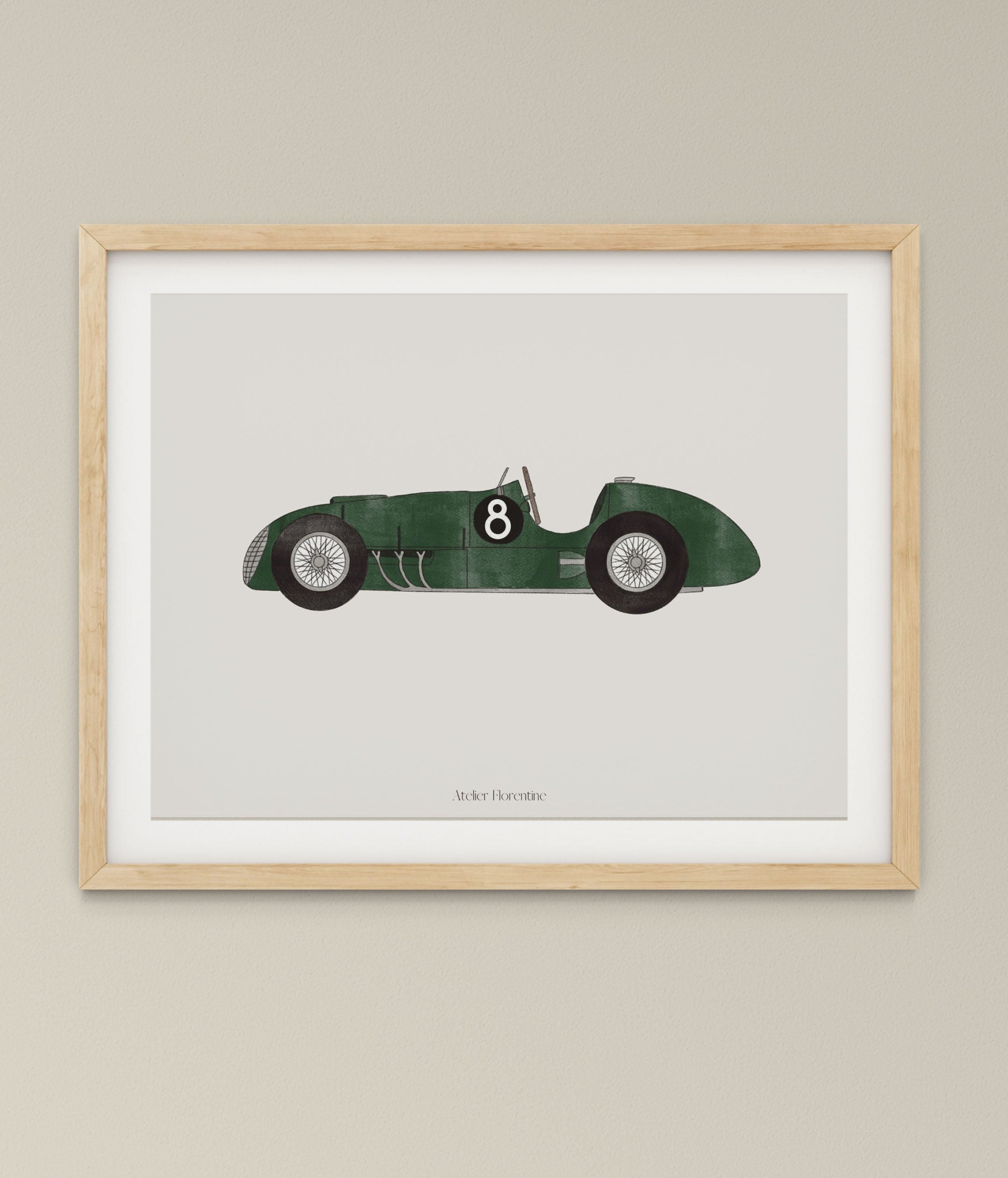 Poster Vintage Raceauto - Groen