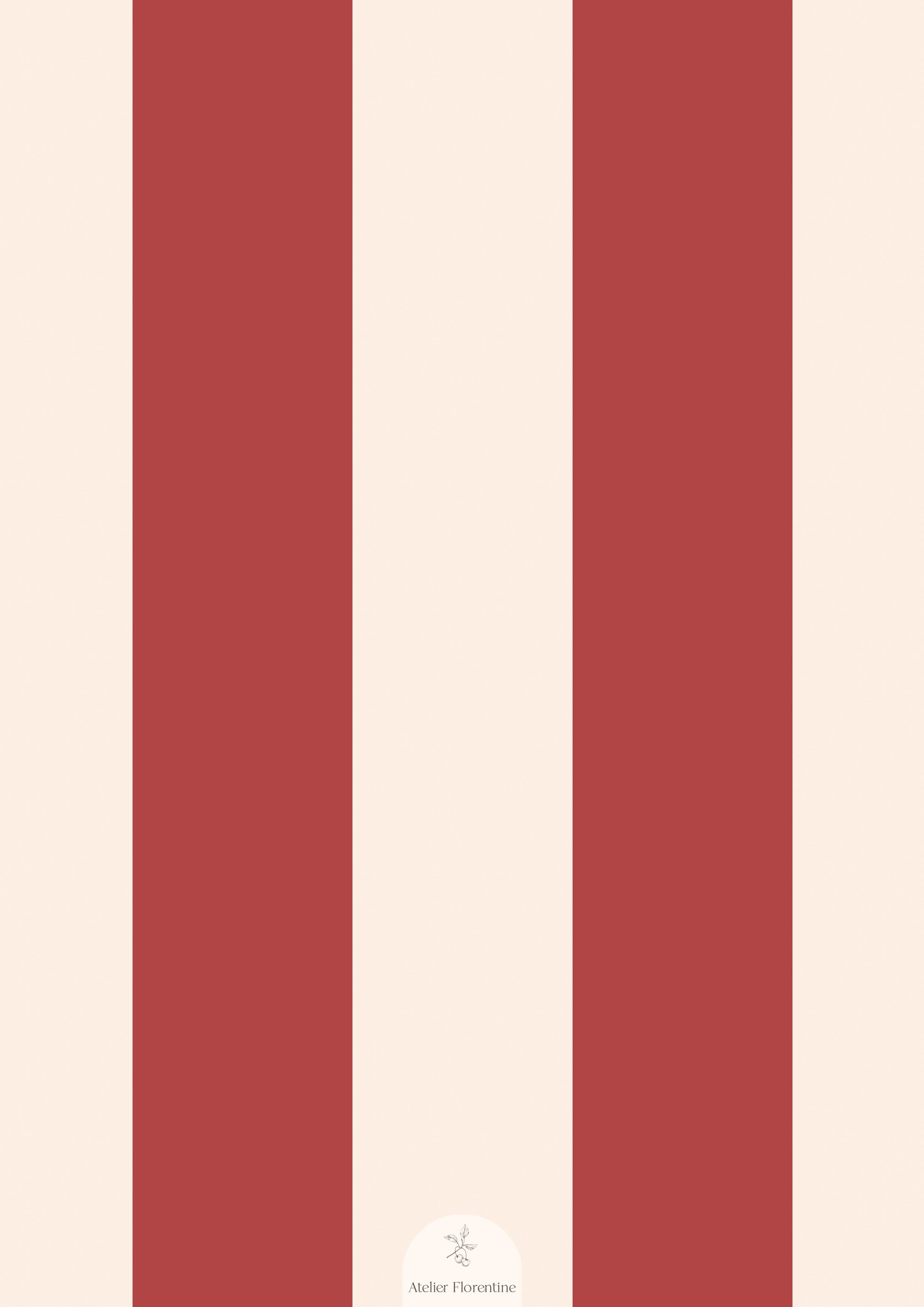 Nursery wallpaper, kids decor with red stripes, striped wallpaper for children