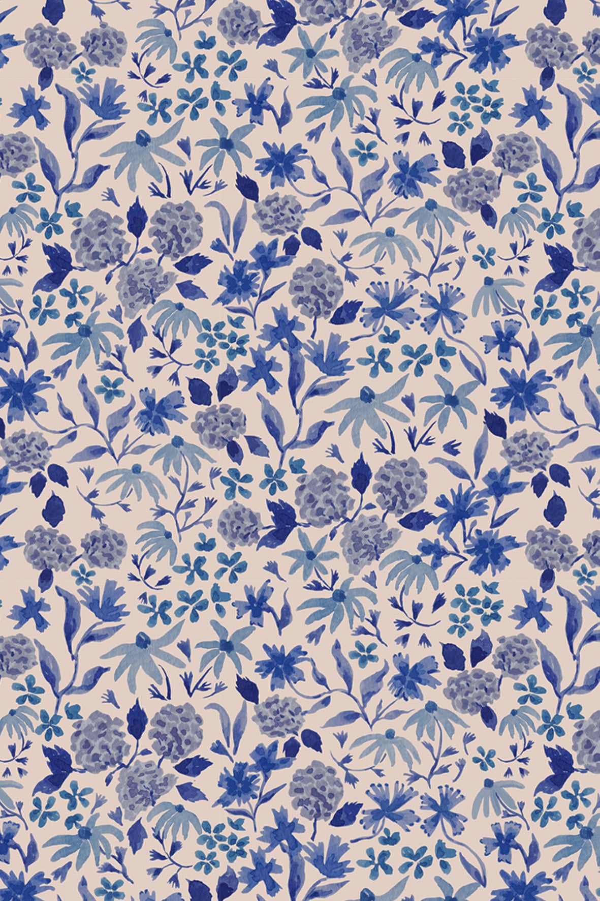 flower wallpaper for kids and nursery. Children's wallpapers with blue flowers