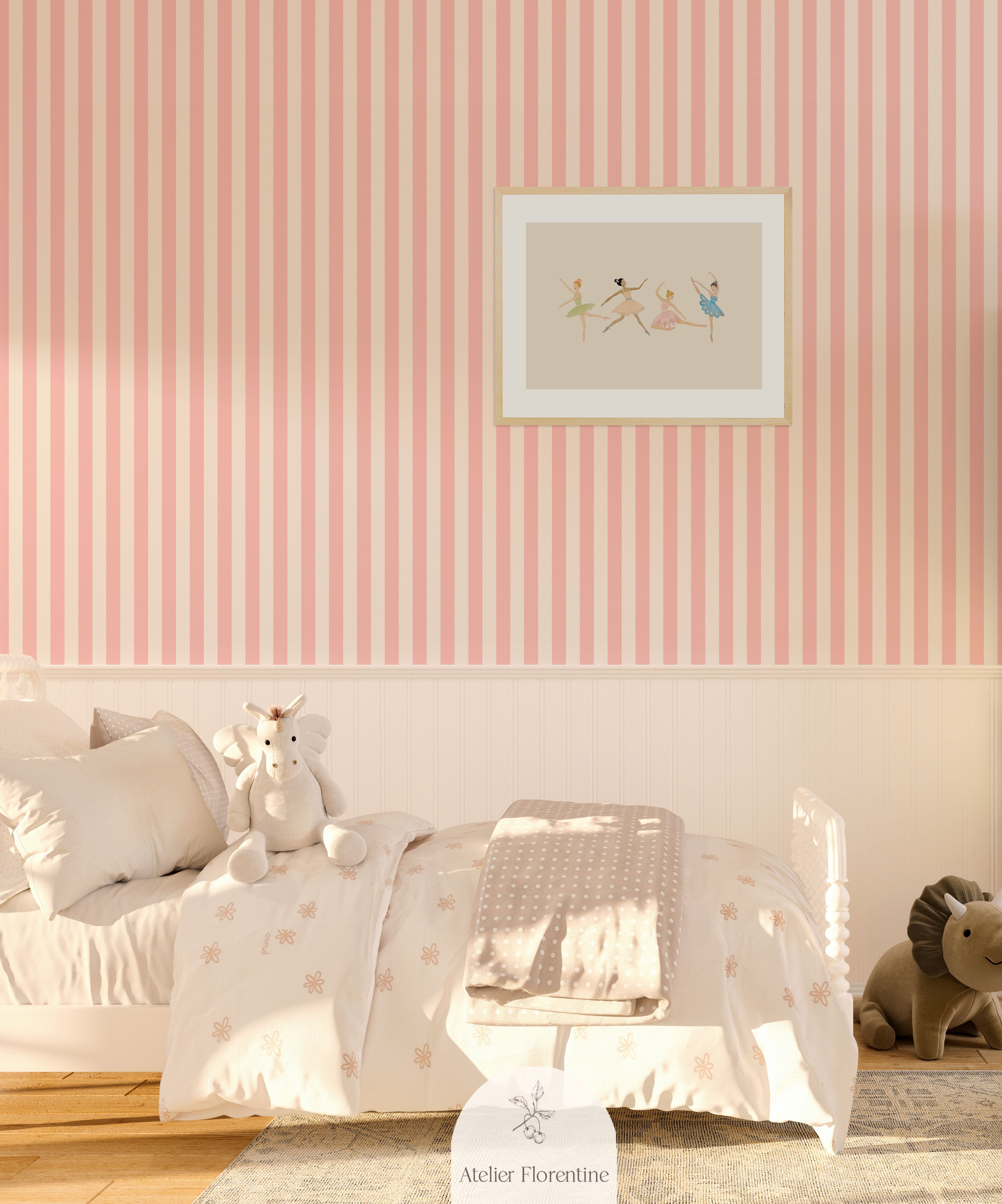 pink striped wallpaper