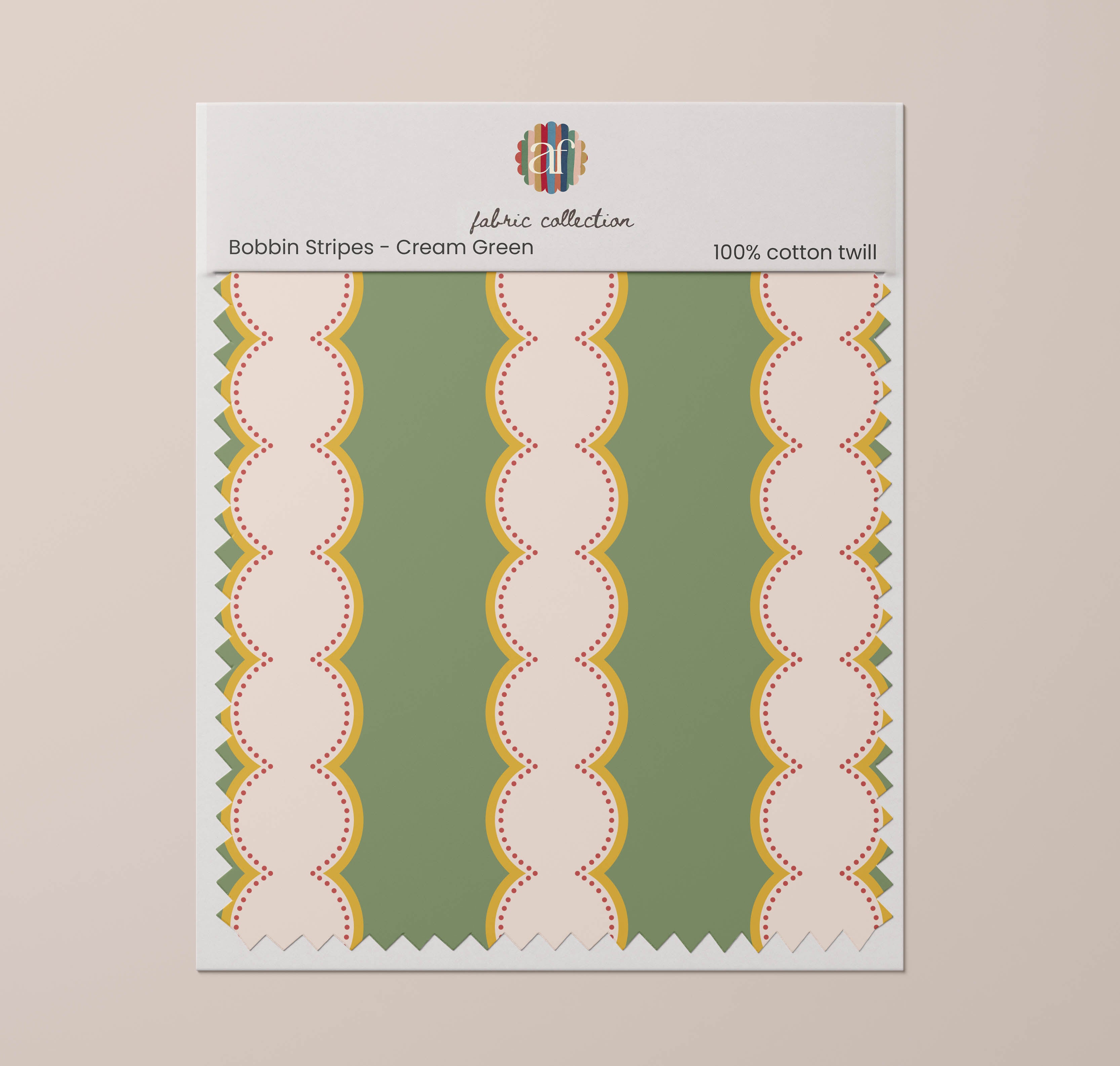 Nursery Fabric - Bobbin Stripe Cream Green