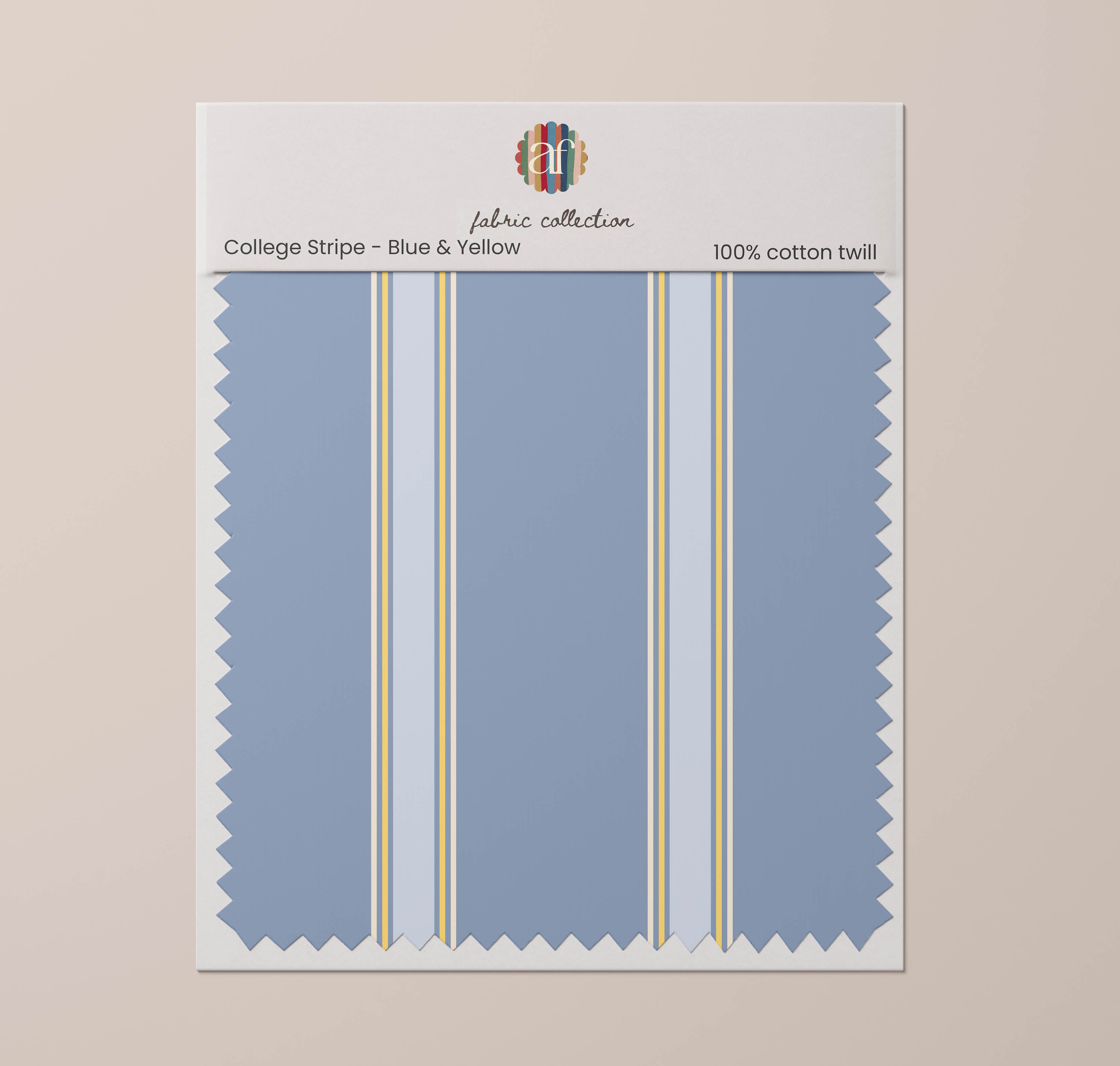 Nursery Fabric - College Stripe Blue Yellow