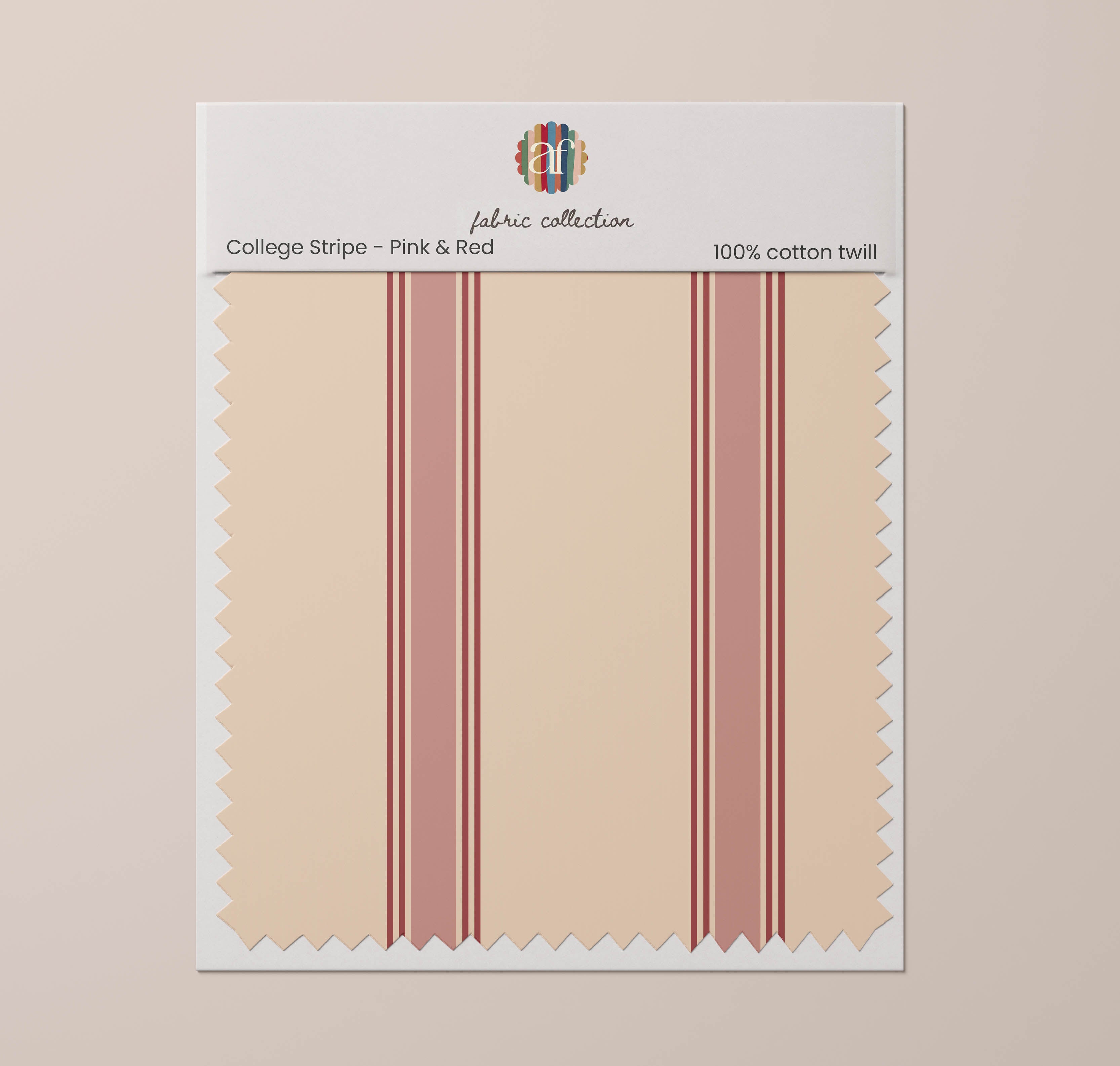 Nursery Fabric - College stripe Pink Red
