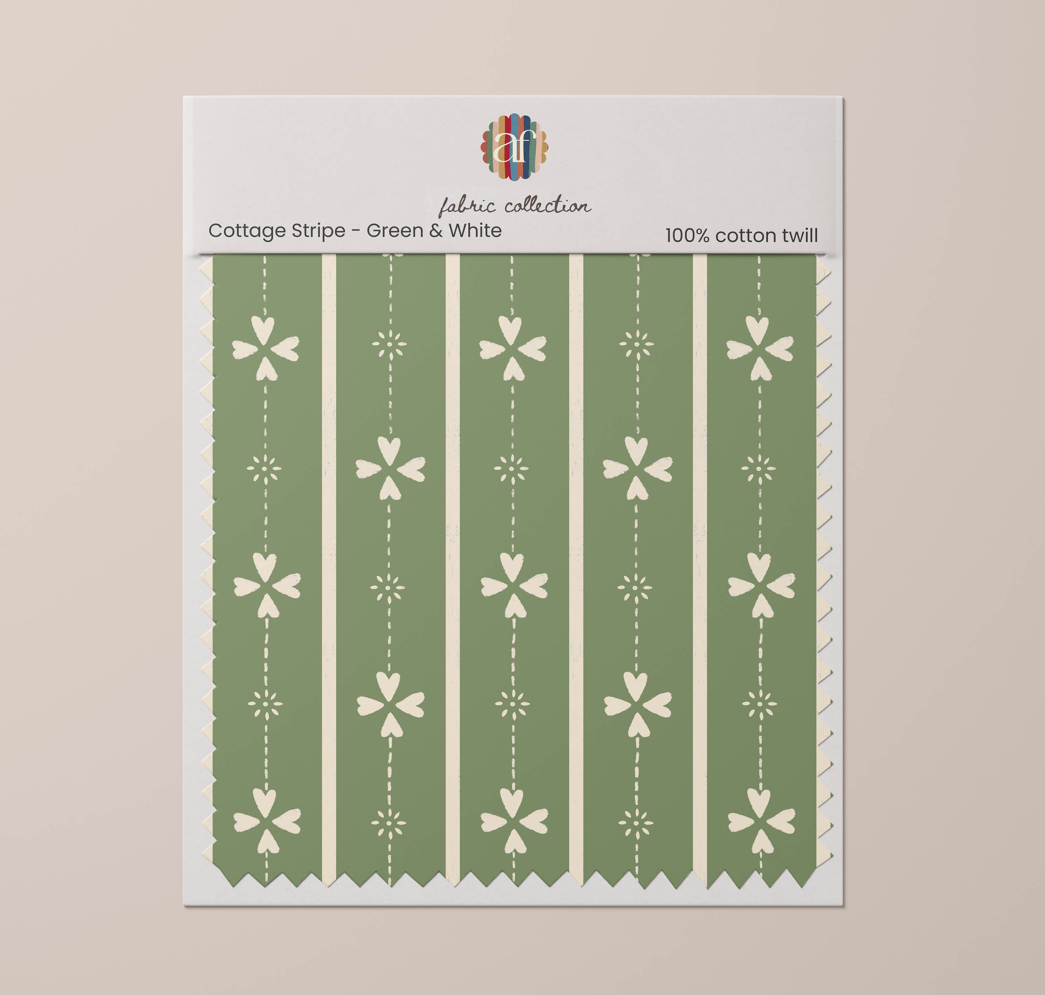Nursery Fabric - Cottage Stripe Green White
