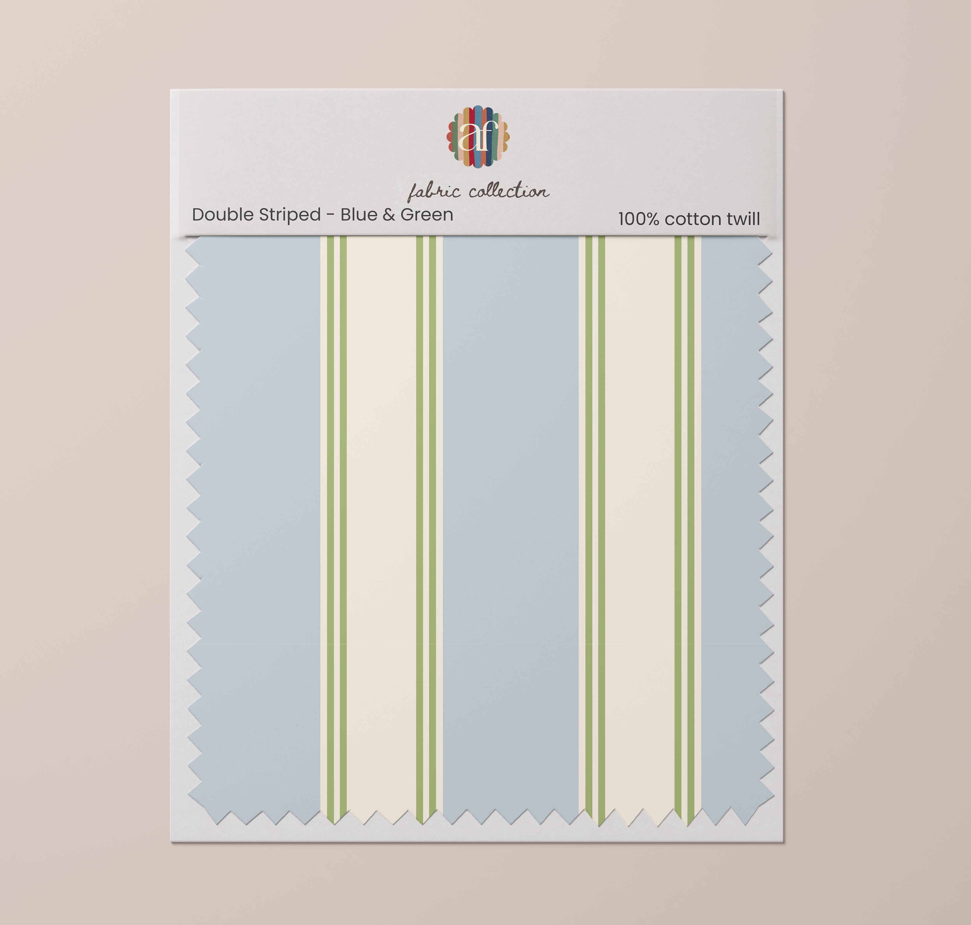 Nursery Fabric - Double Stripes Blue Green