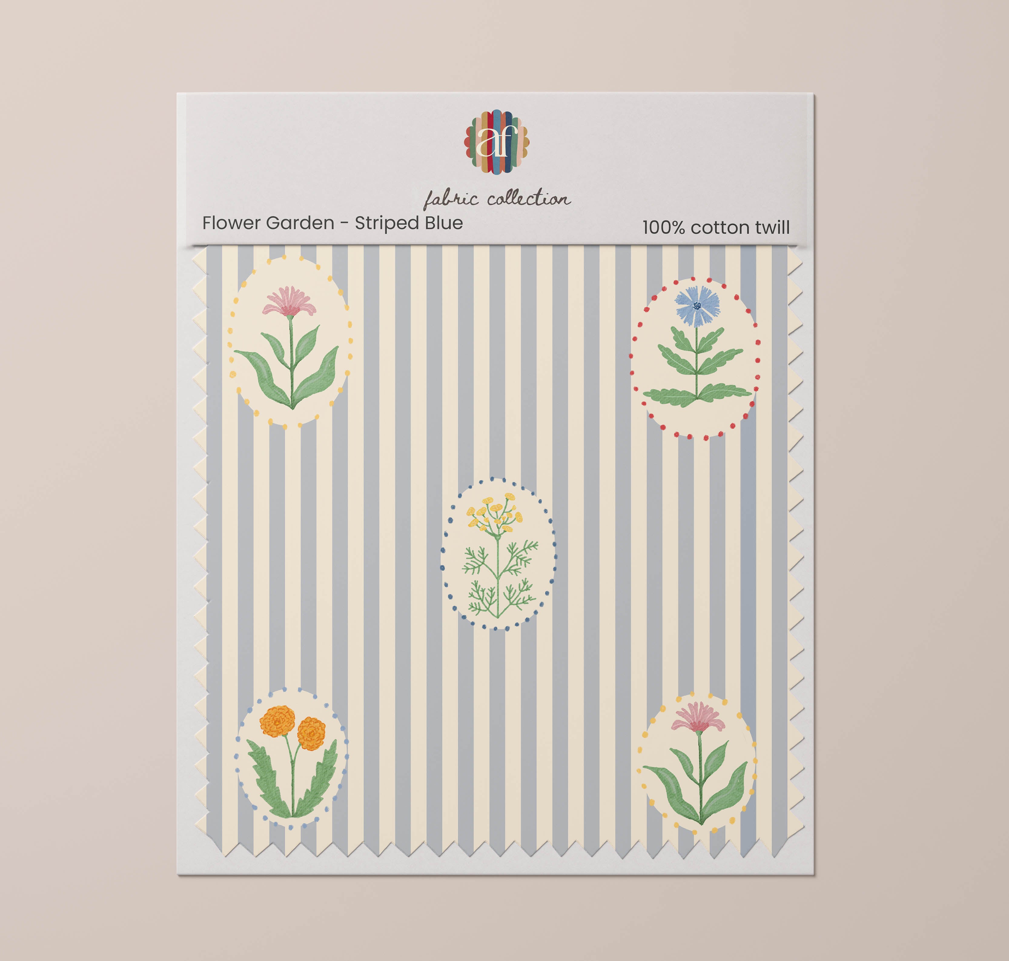 Nursery Fabric - Flower Garden Striped Blue