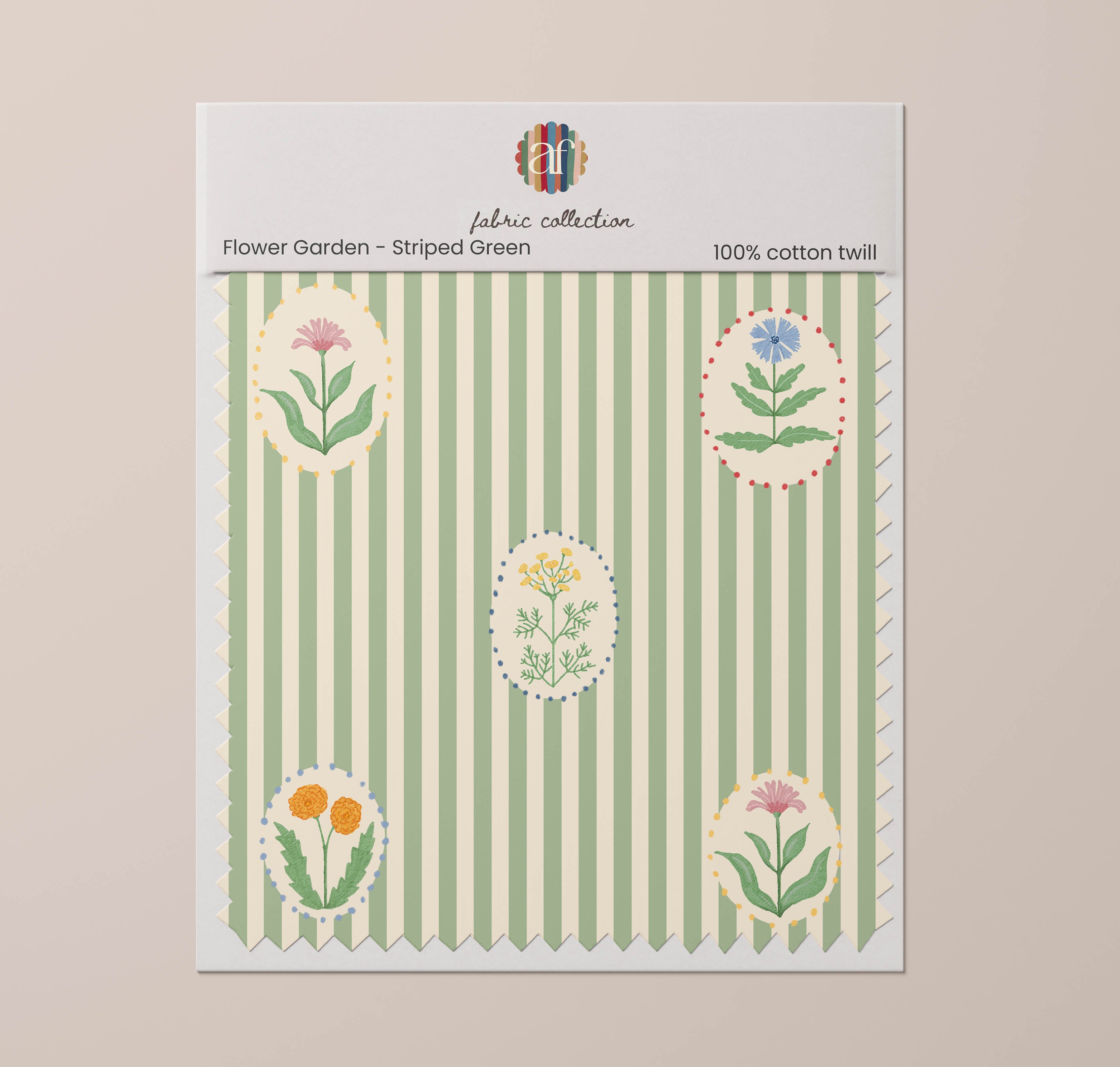 Nursery Fabric - Flower Garden Striped Green