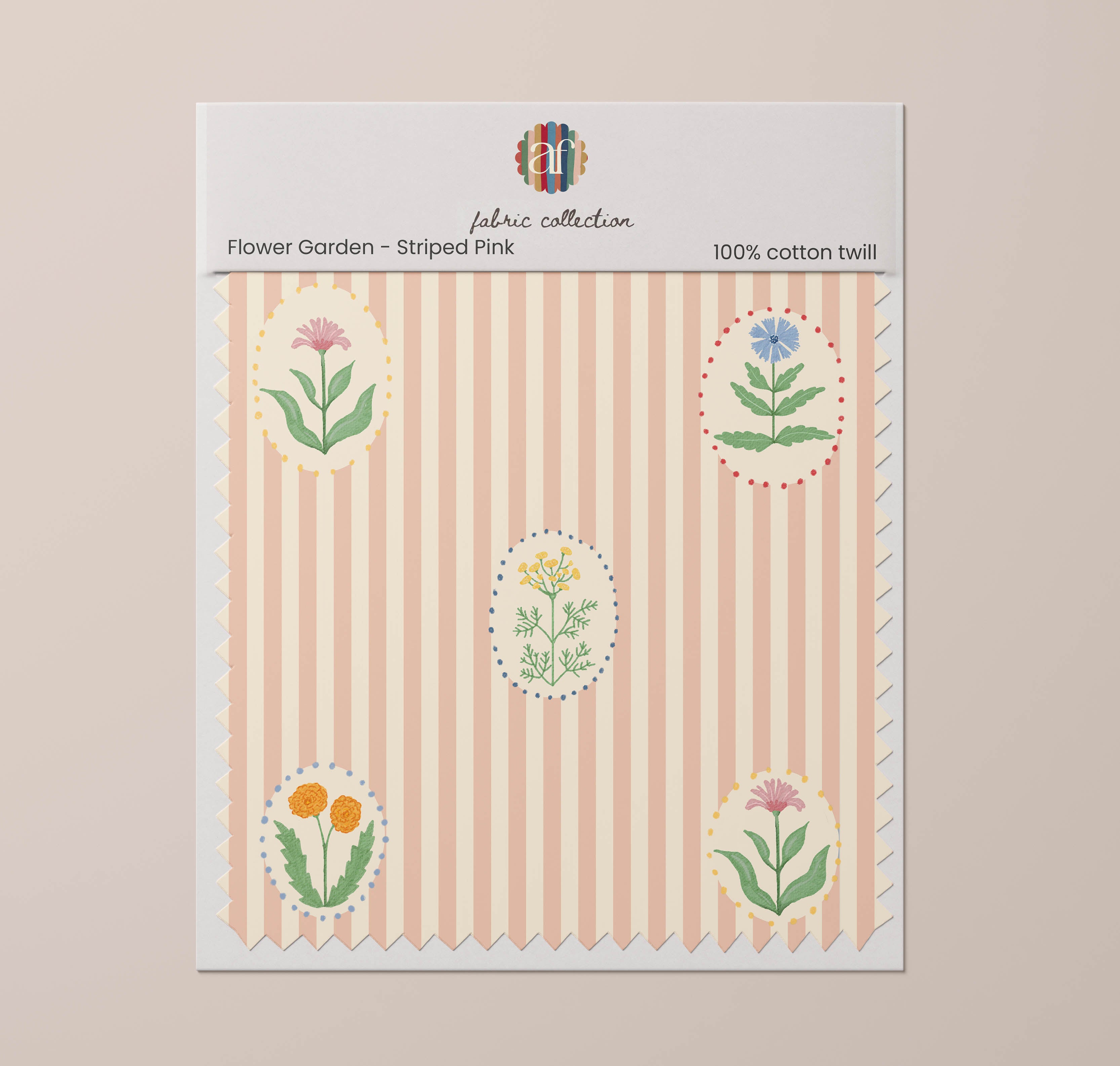 Nursery Fabric - Flower Garden Striped Pink