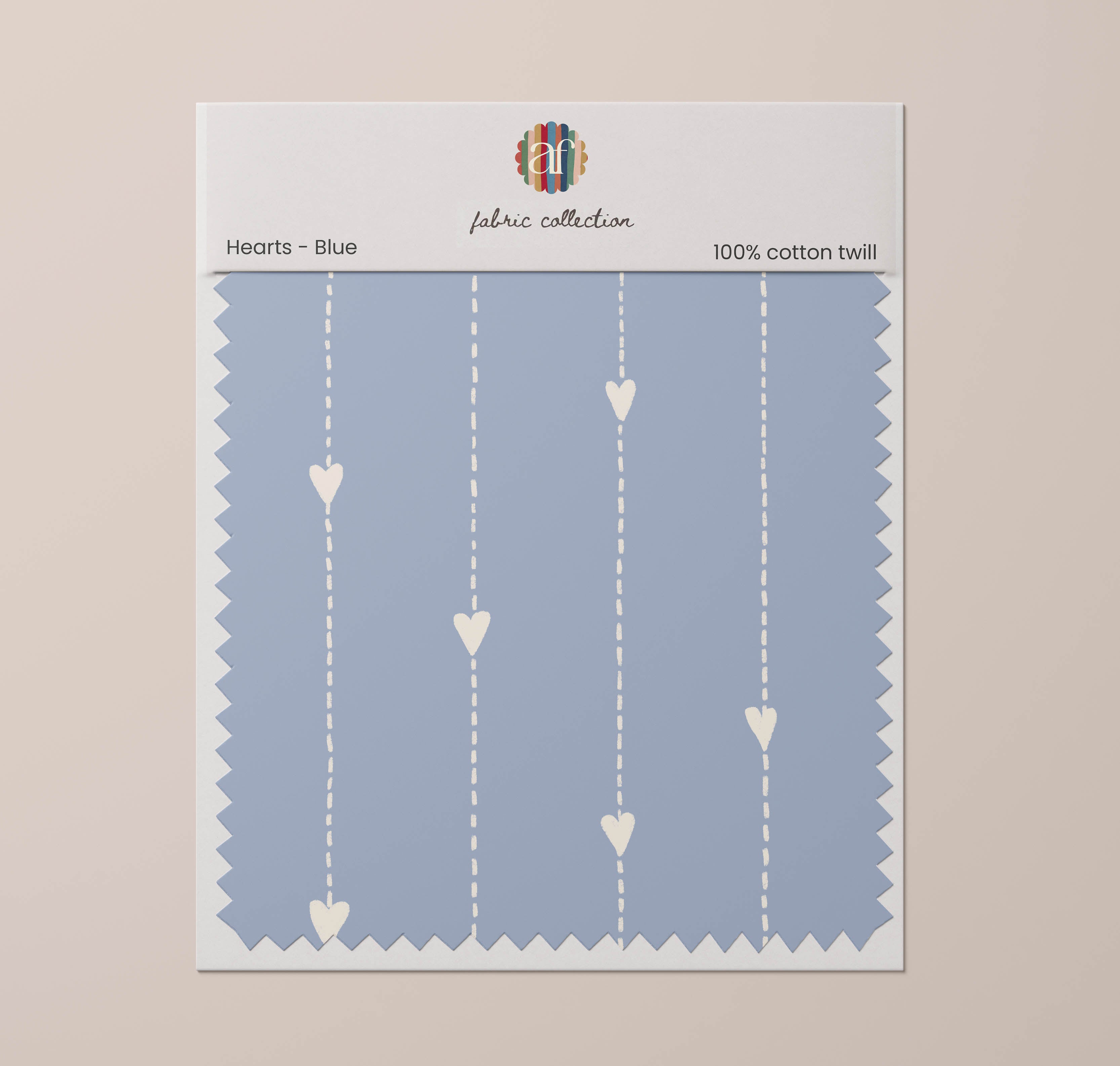 Nursery Fabric - Hearts Blue