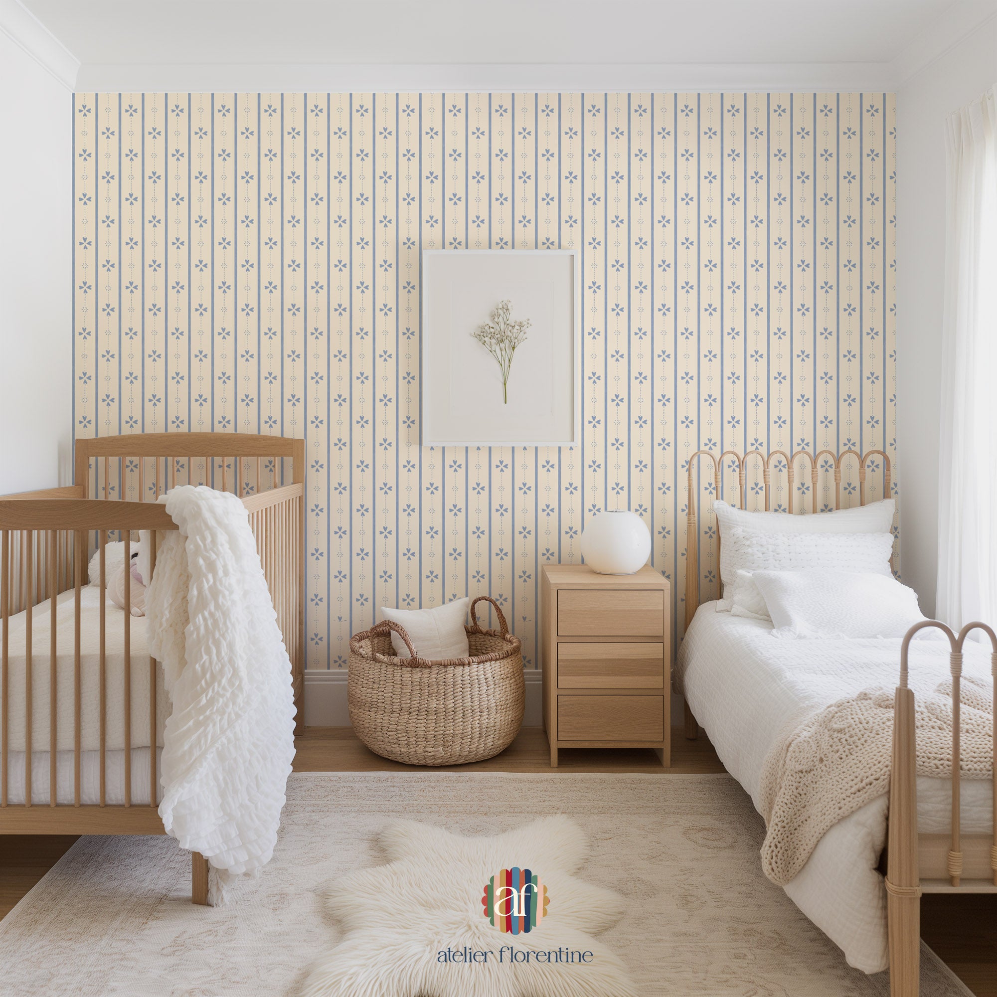 Wallpaper Cottage Stripes - Blue
