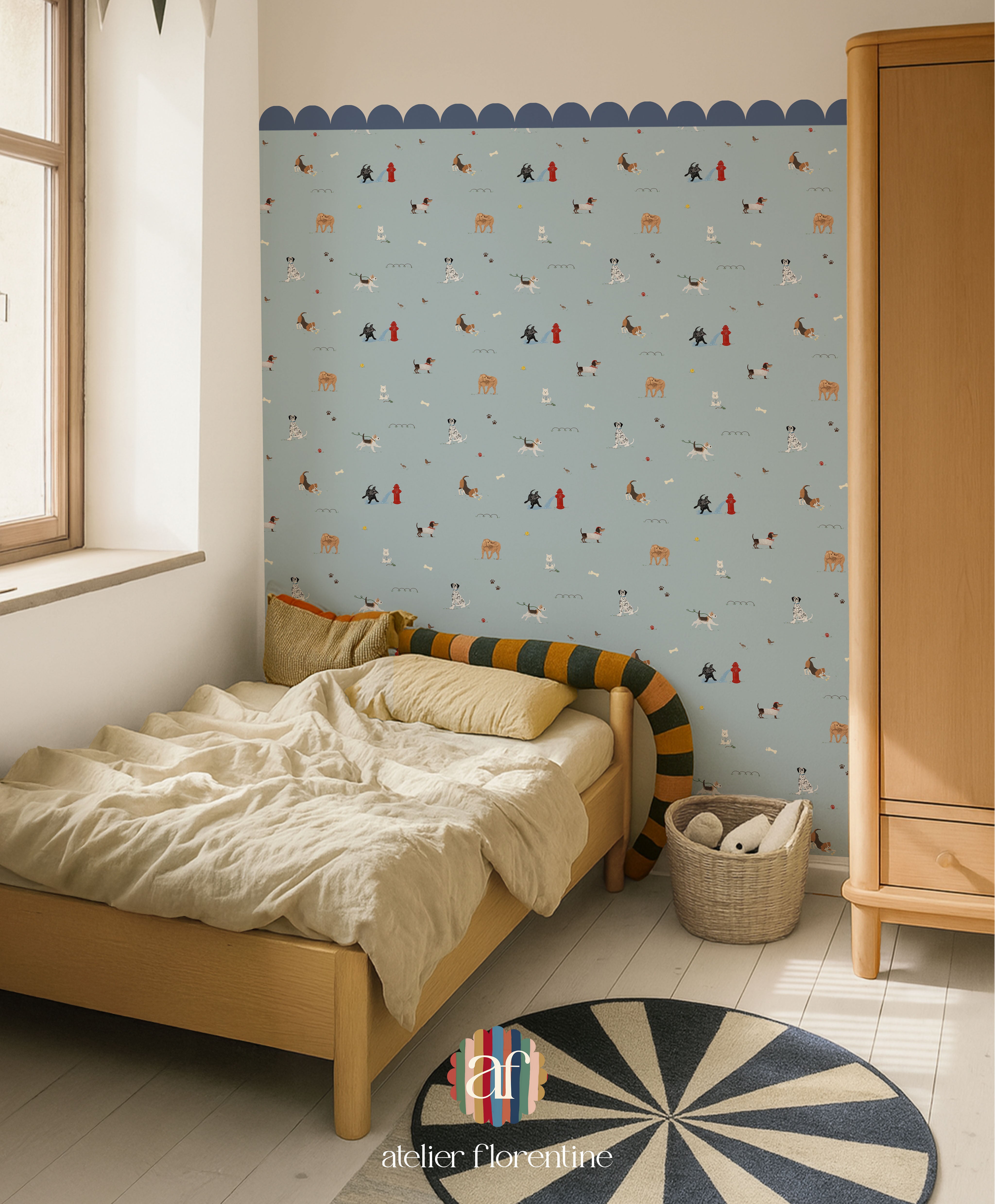 Wallpaper with Dogs - Blue