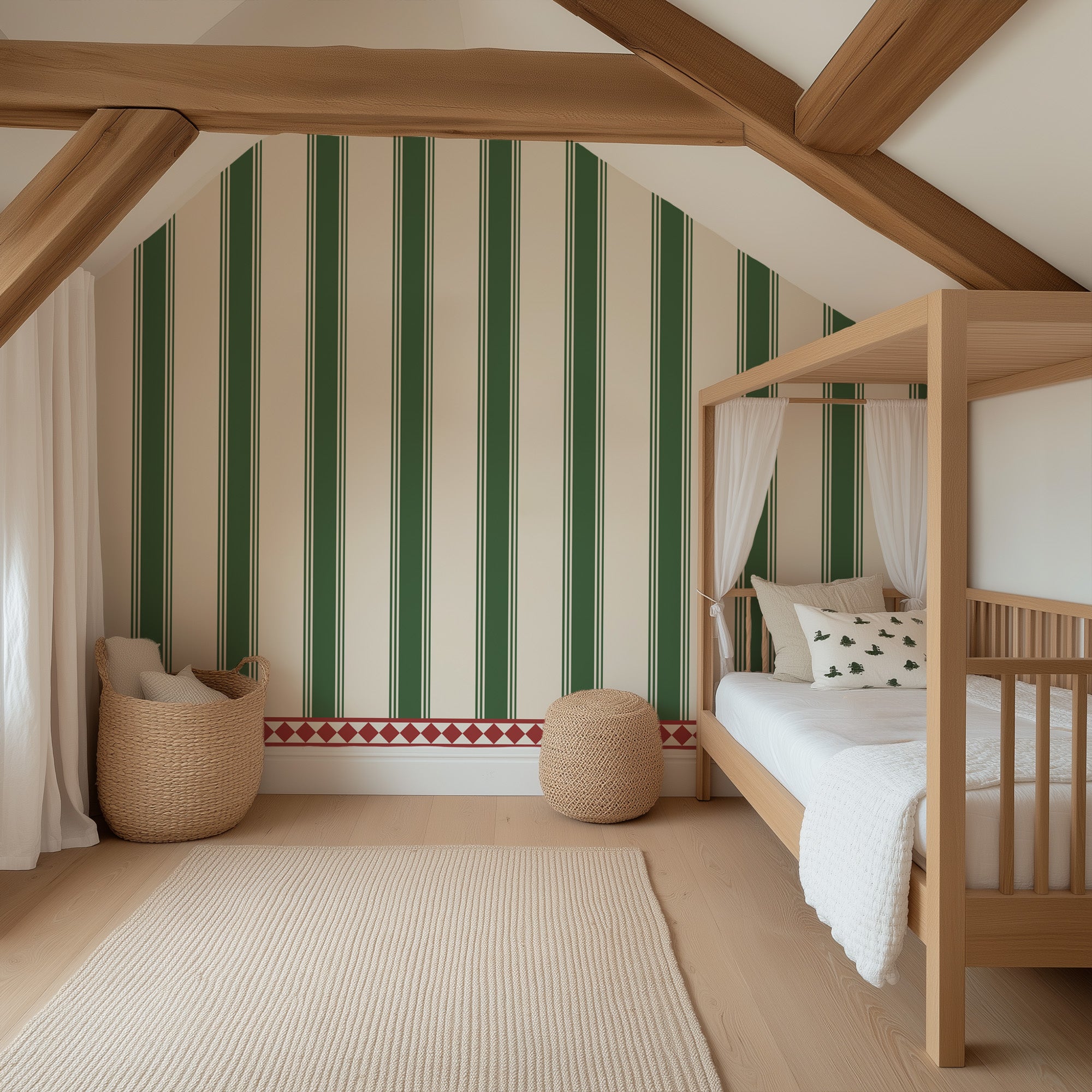 Wallpaper Double Striped - Green