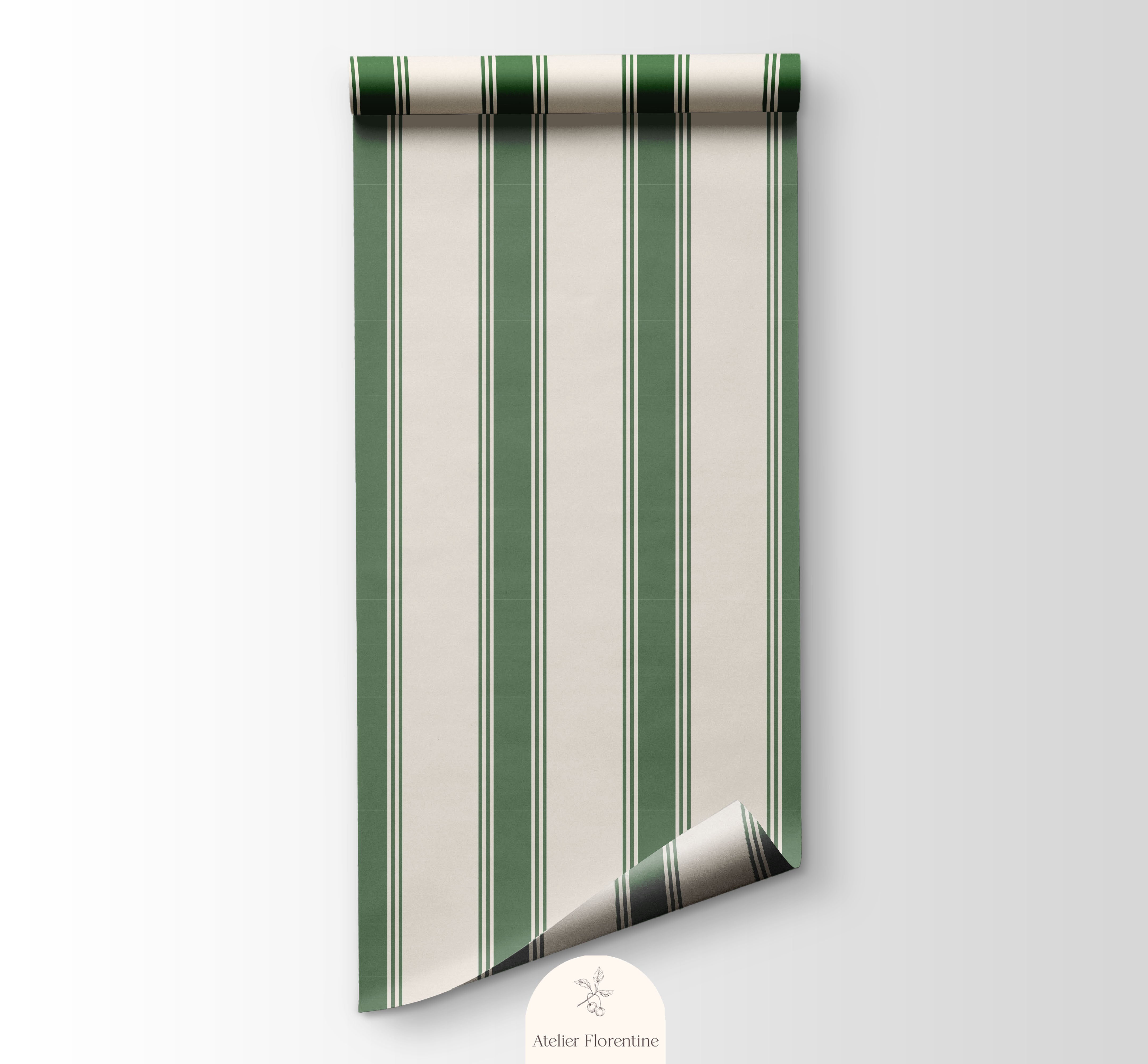 Double Green Stripes Wallpaper