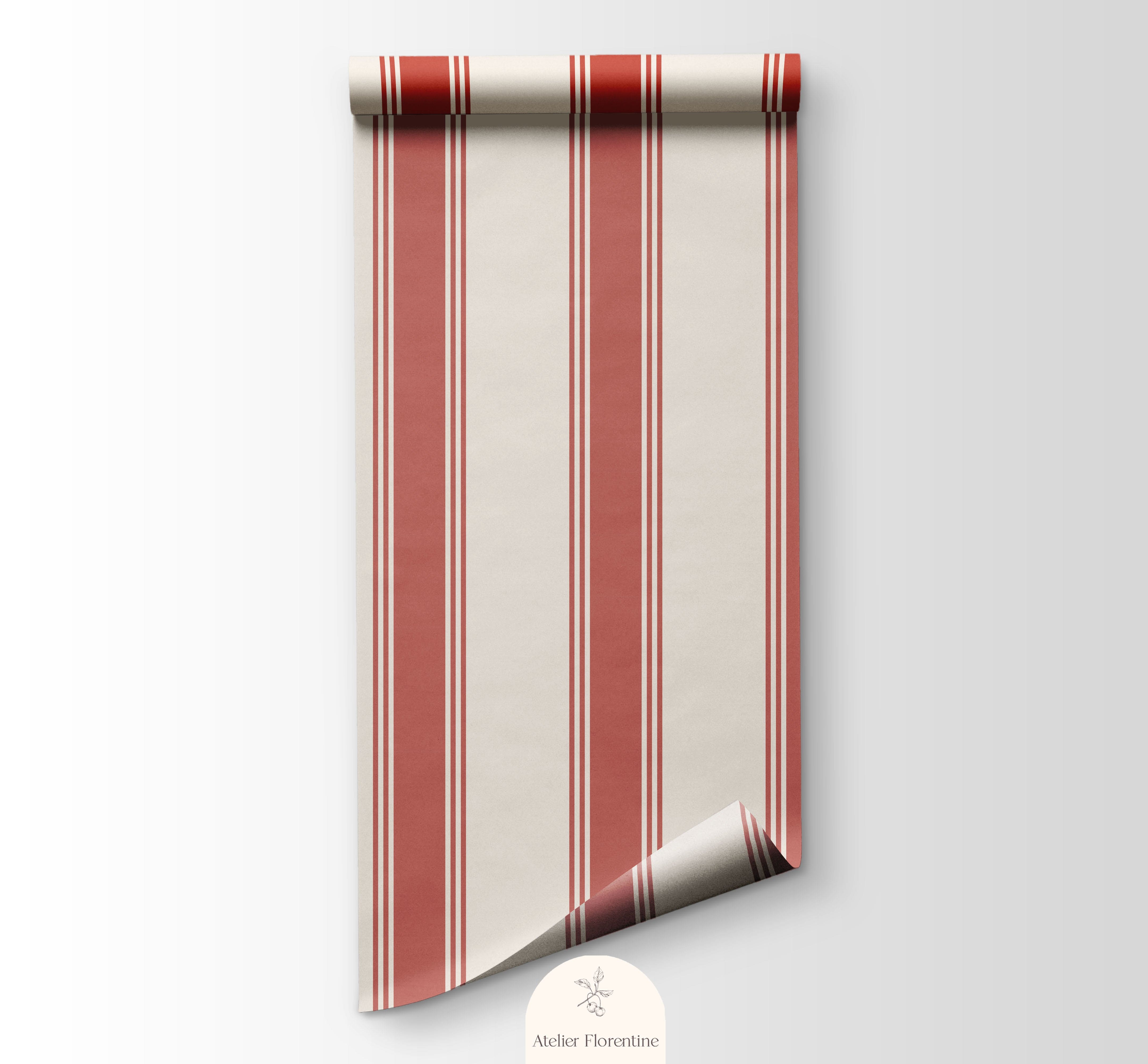 Red Double Striped Wallpaper