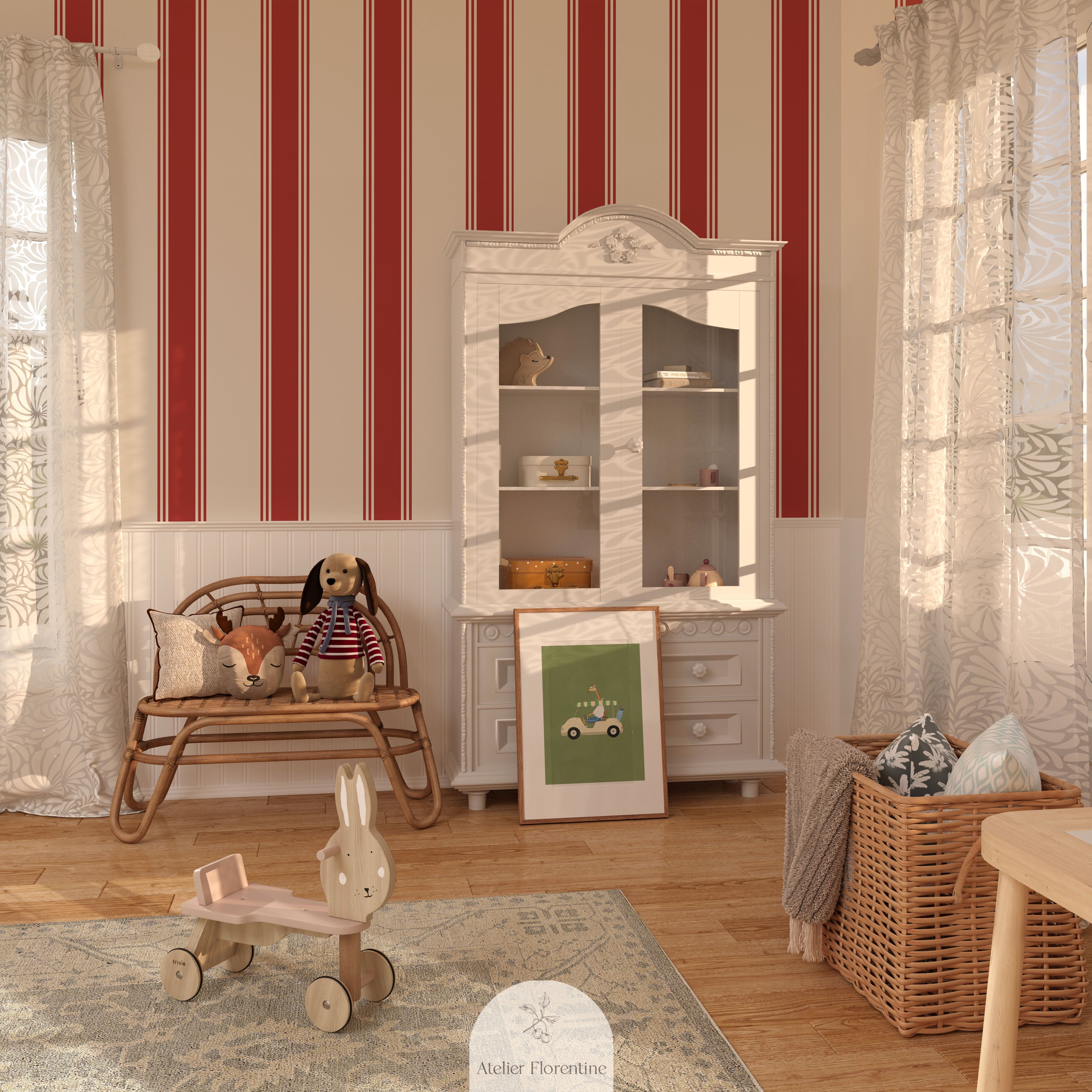 Red Wallpaper Double Striped