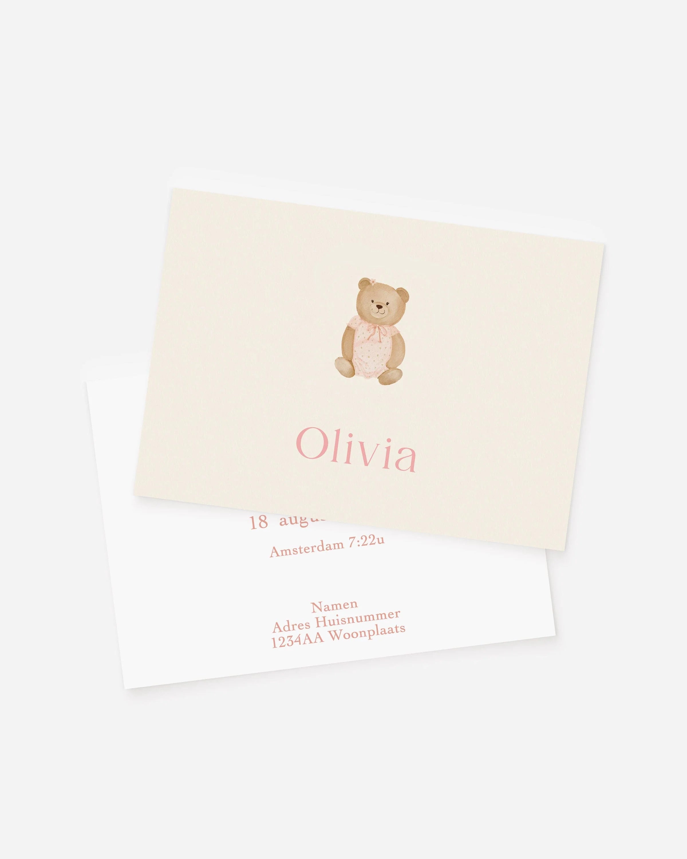 Sample Birth Card Pink Bear