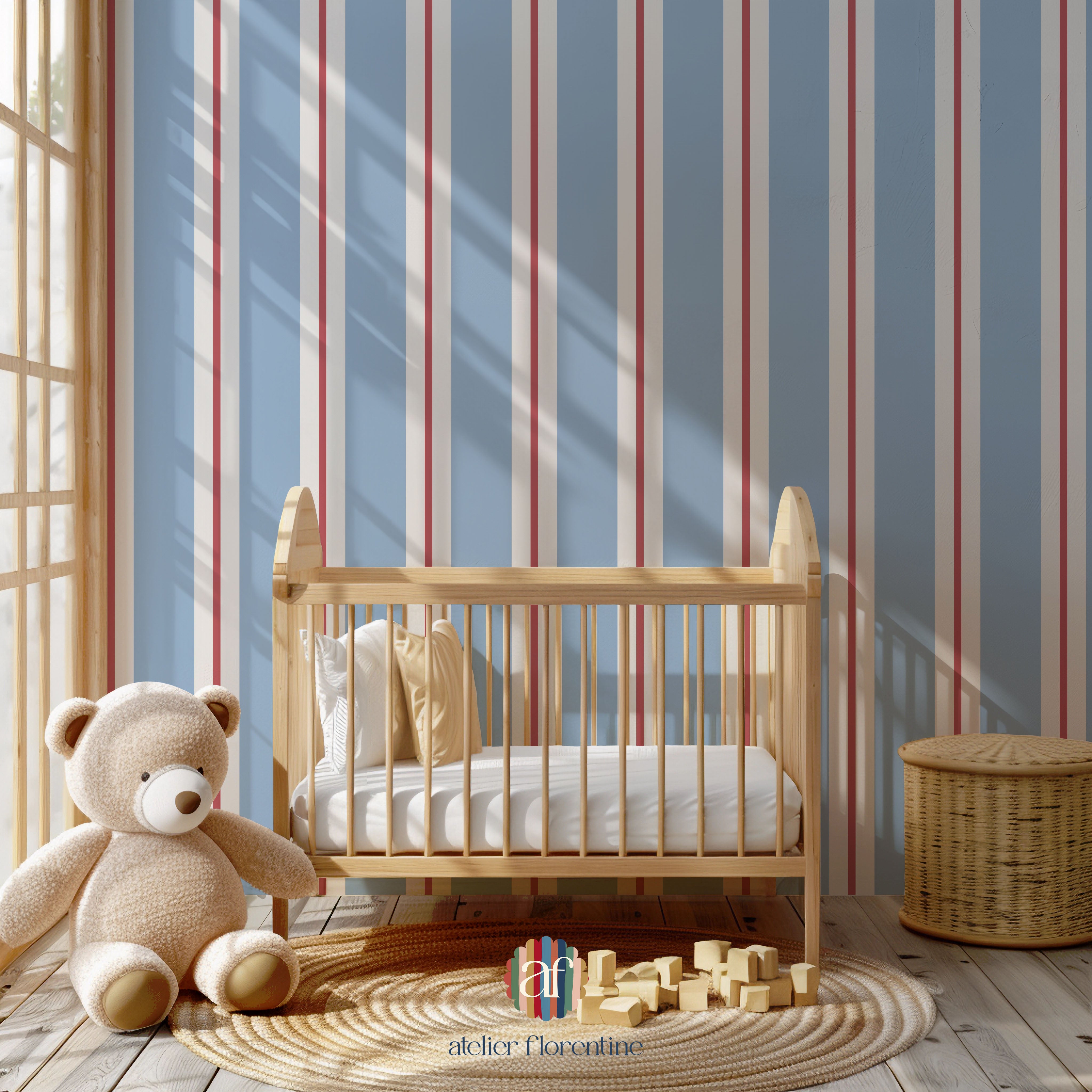 Bold Stripes Wallpaper - Blue & Red