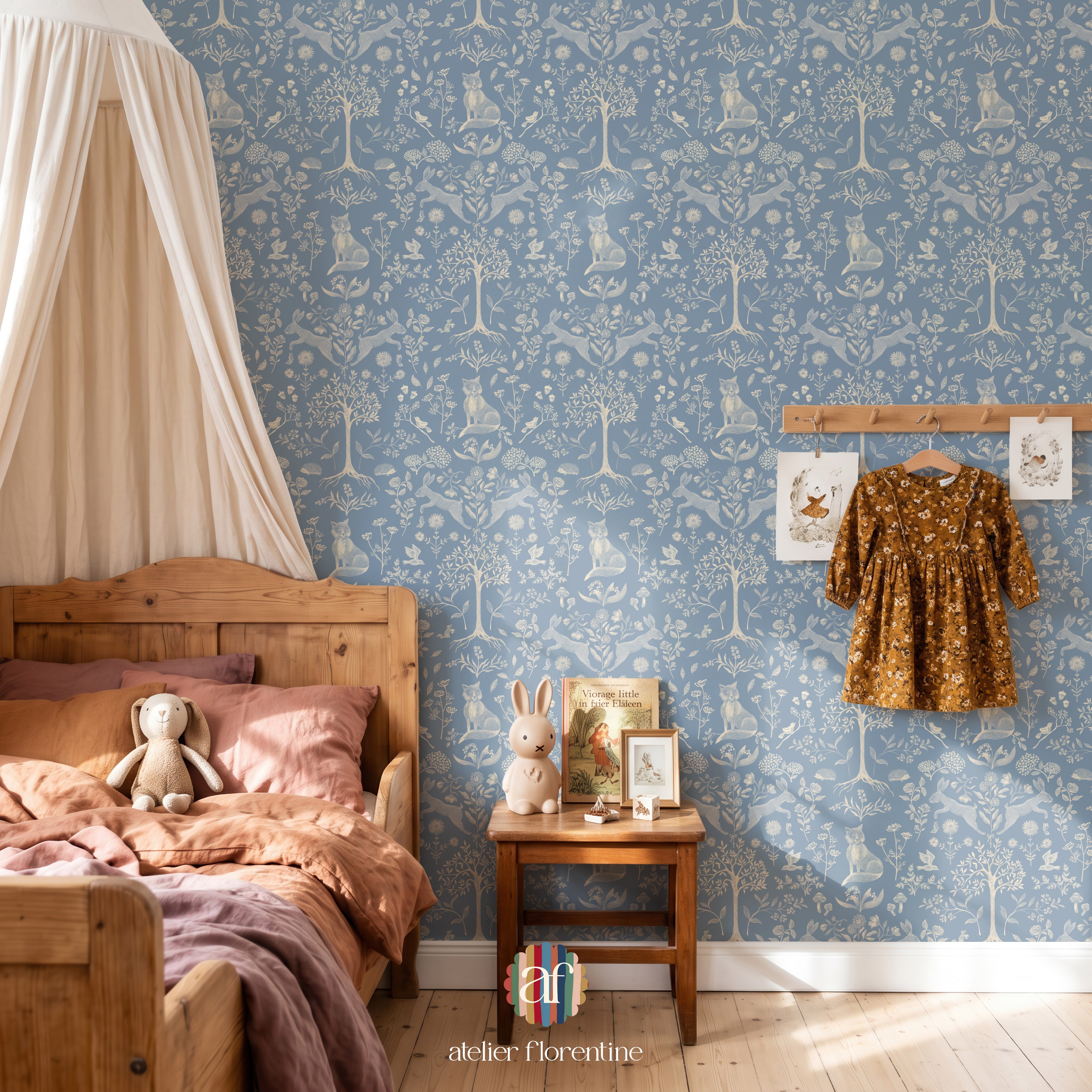 Wallpaper Forest animals blue