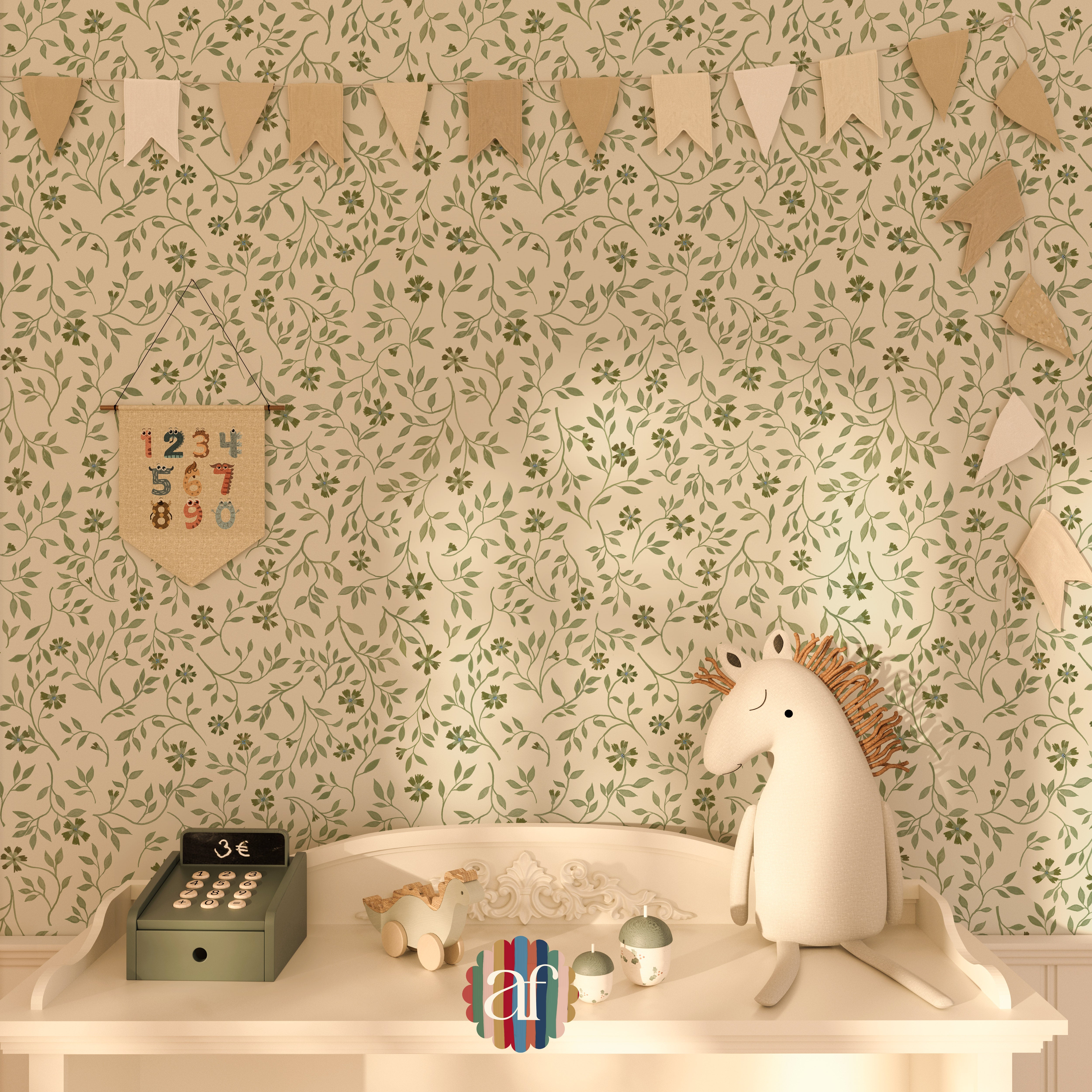 Wallpaper Flowerpower Green