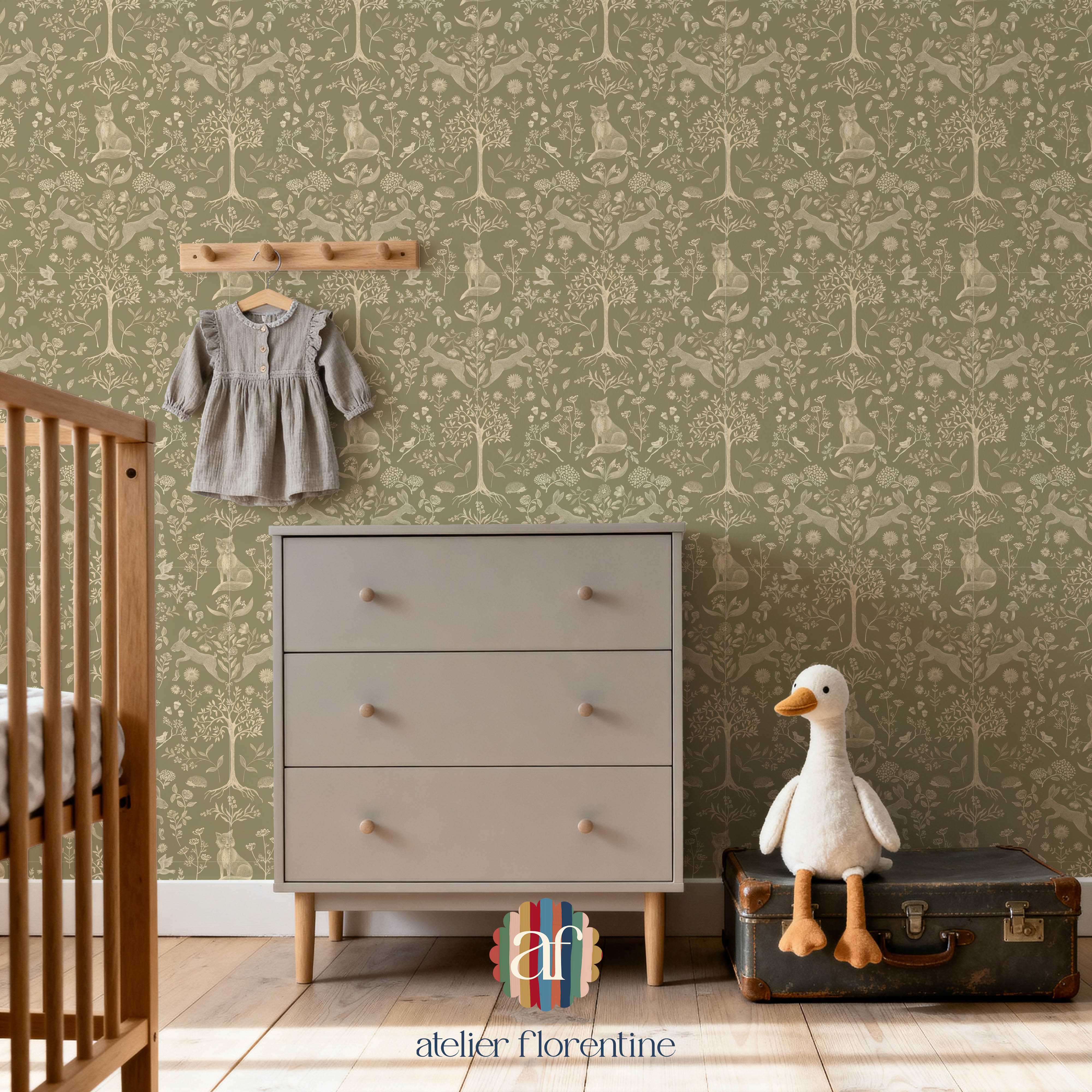 children's wallpaper forest animals green wallpapers for kids rooms and nurseries