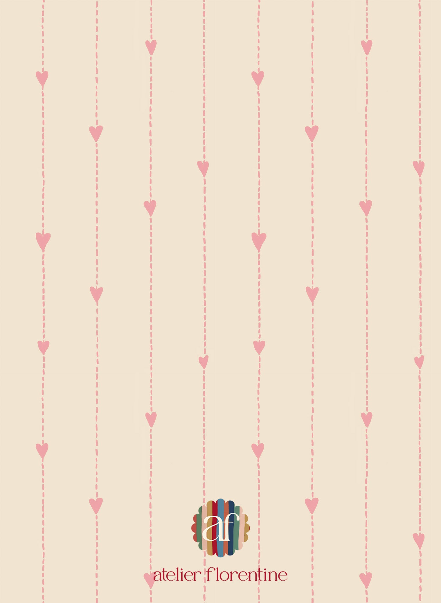 Original heart wallpaper in soft colors – cozy nursery wallpaper for girls.