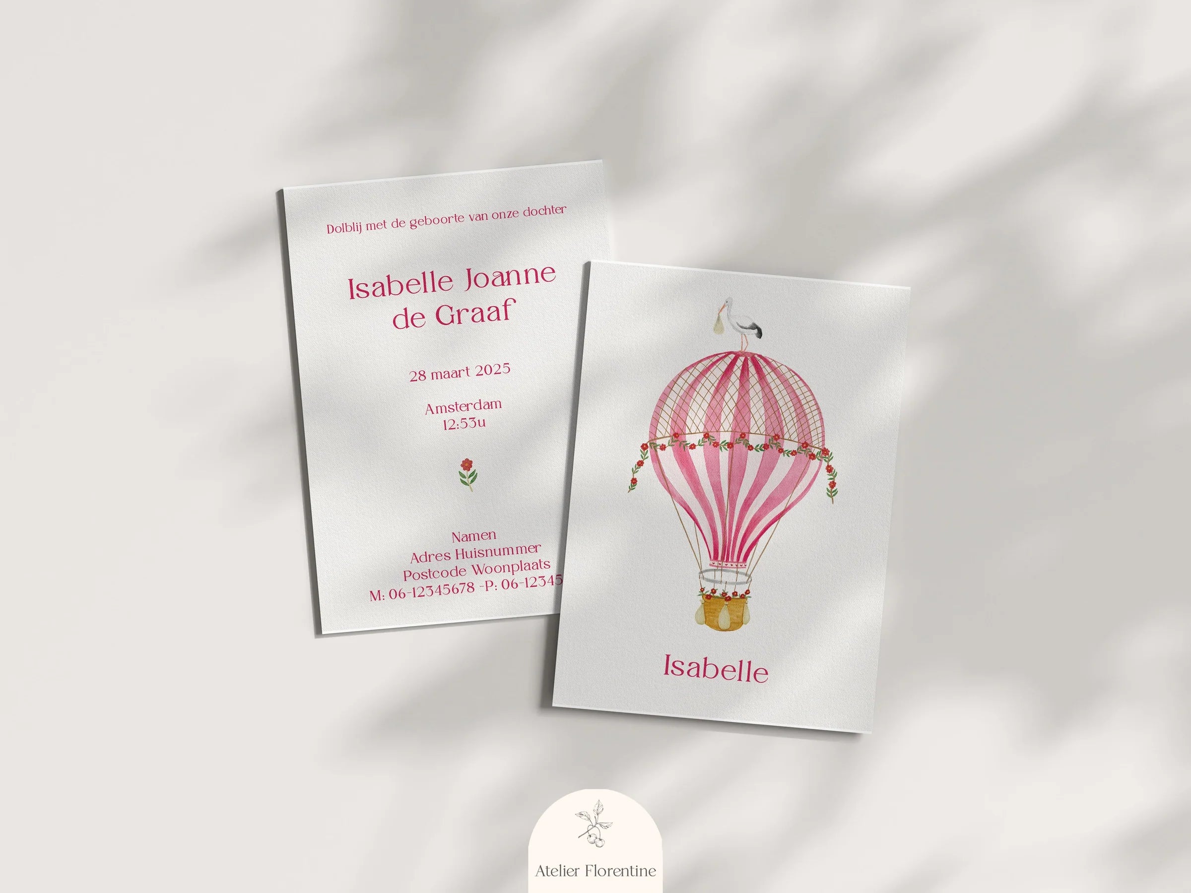 Sample Birth Balloon Pink Card