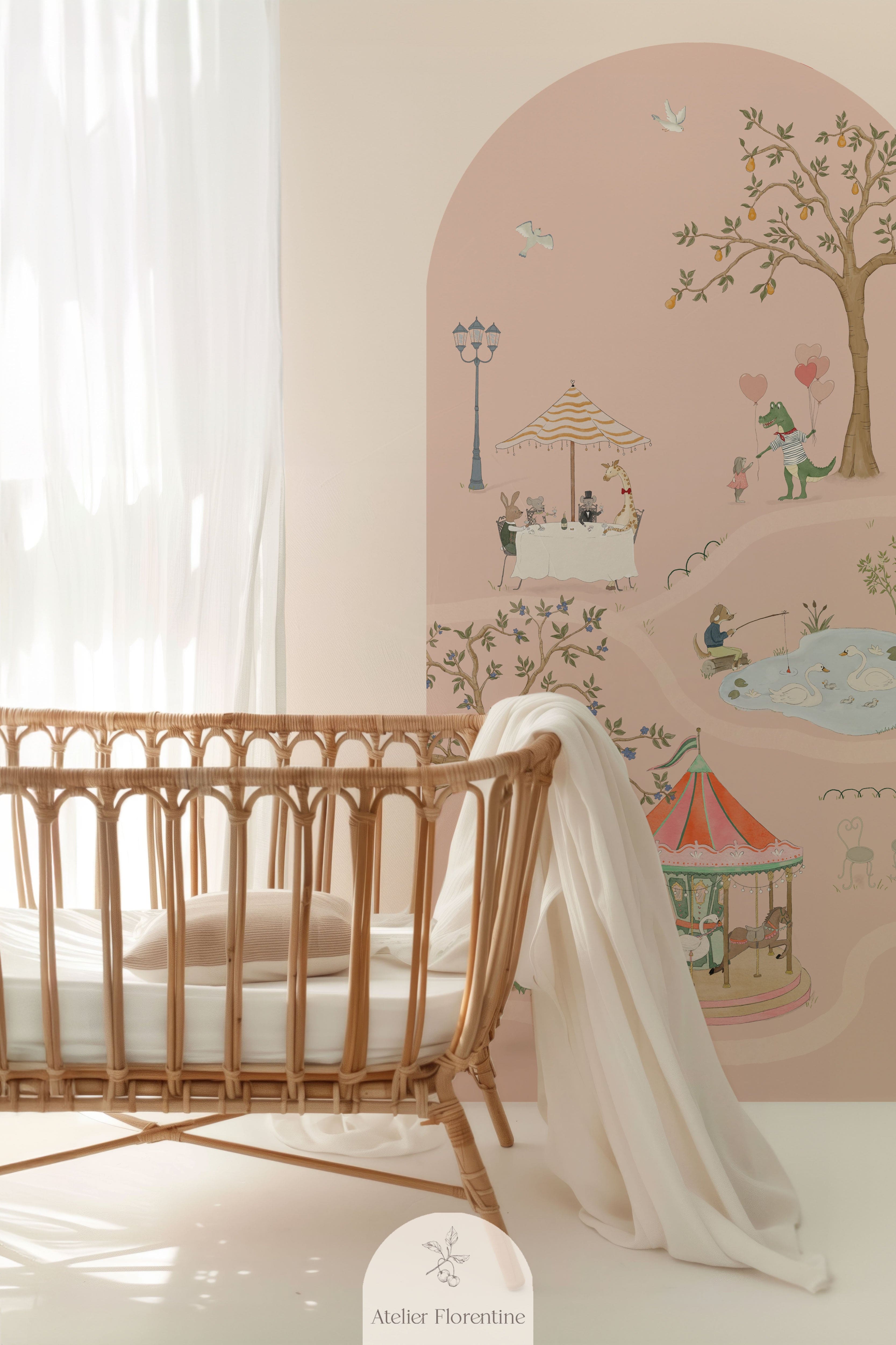 Animal park pink wall sticker