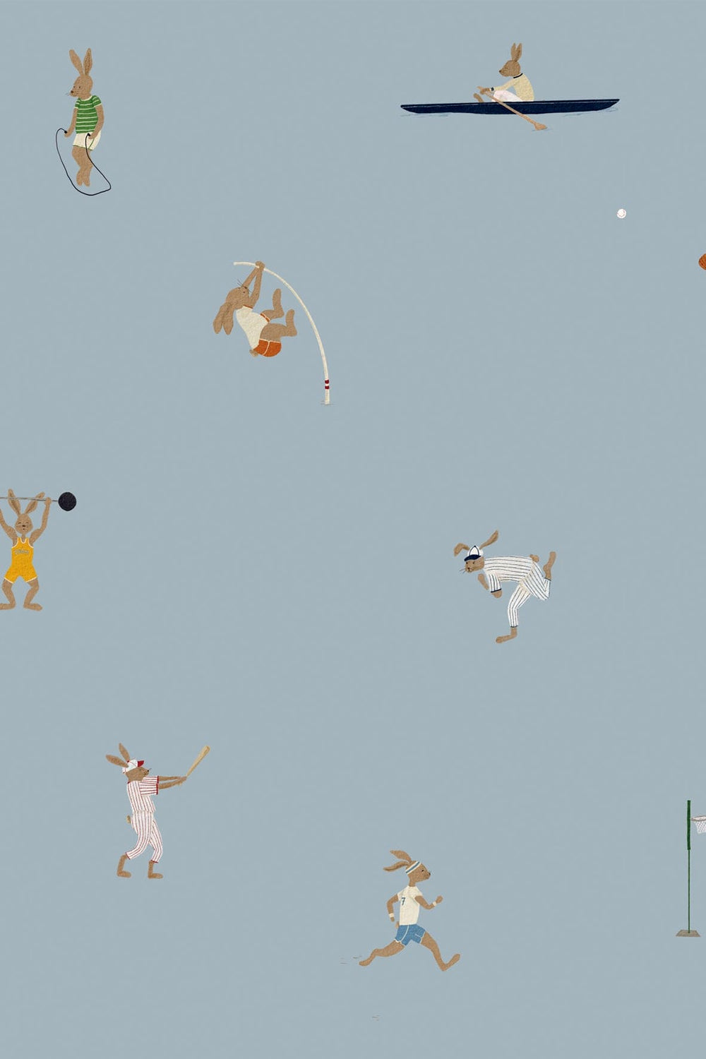 Sports Bunnies Wallpaper Blue | Kids Room | Atelier Florentine ...