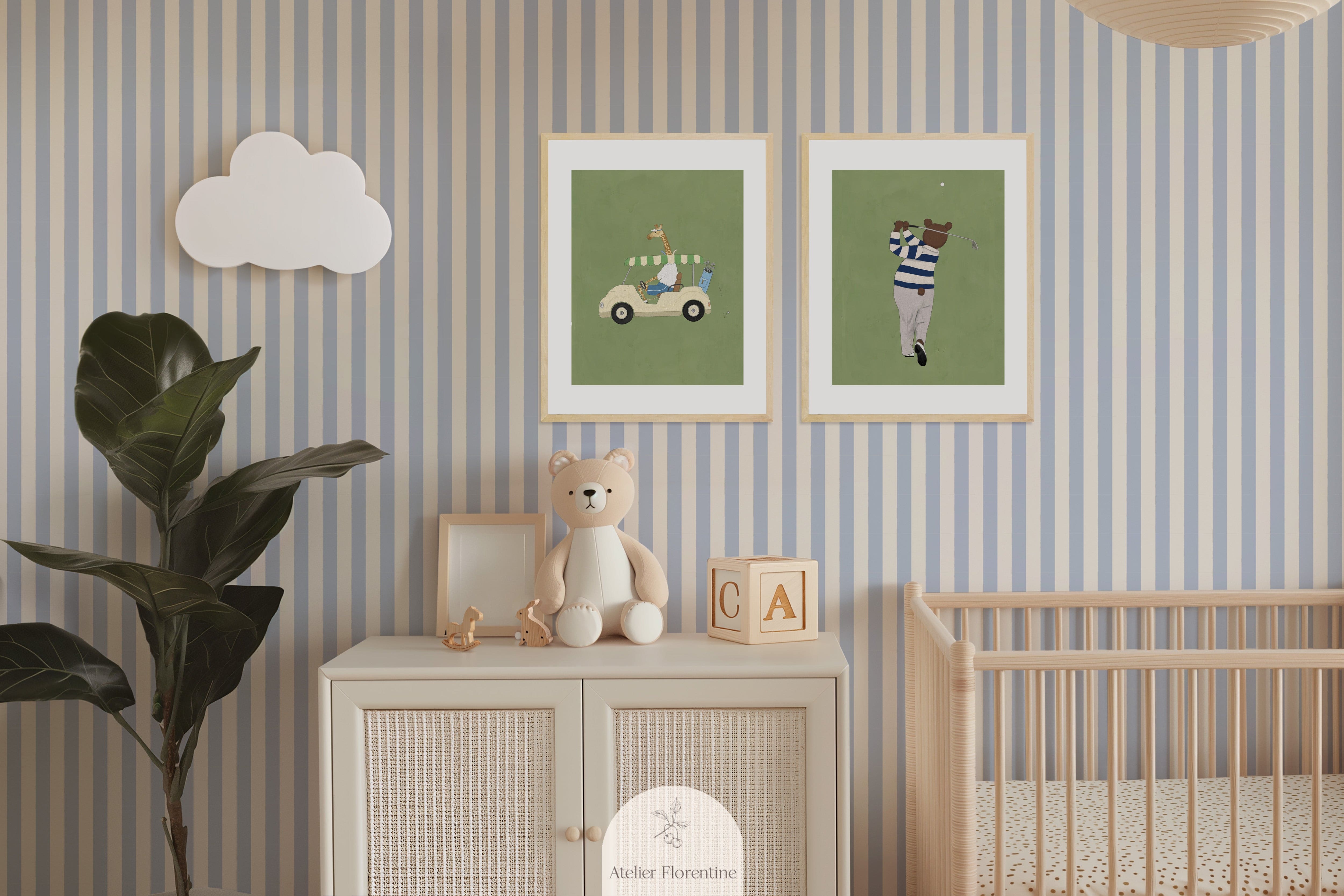 Small blue striped wallpaper for children's rooms wallpaper Amsterdam