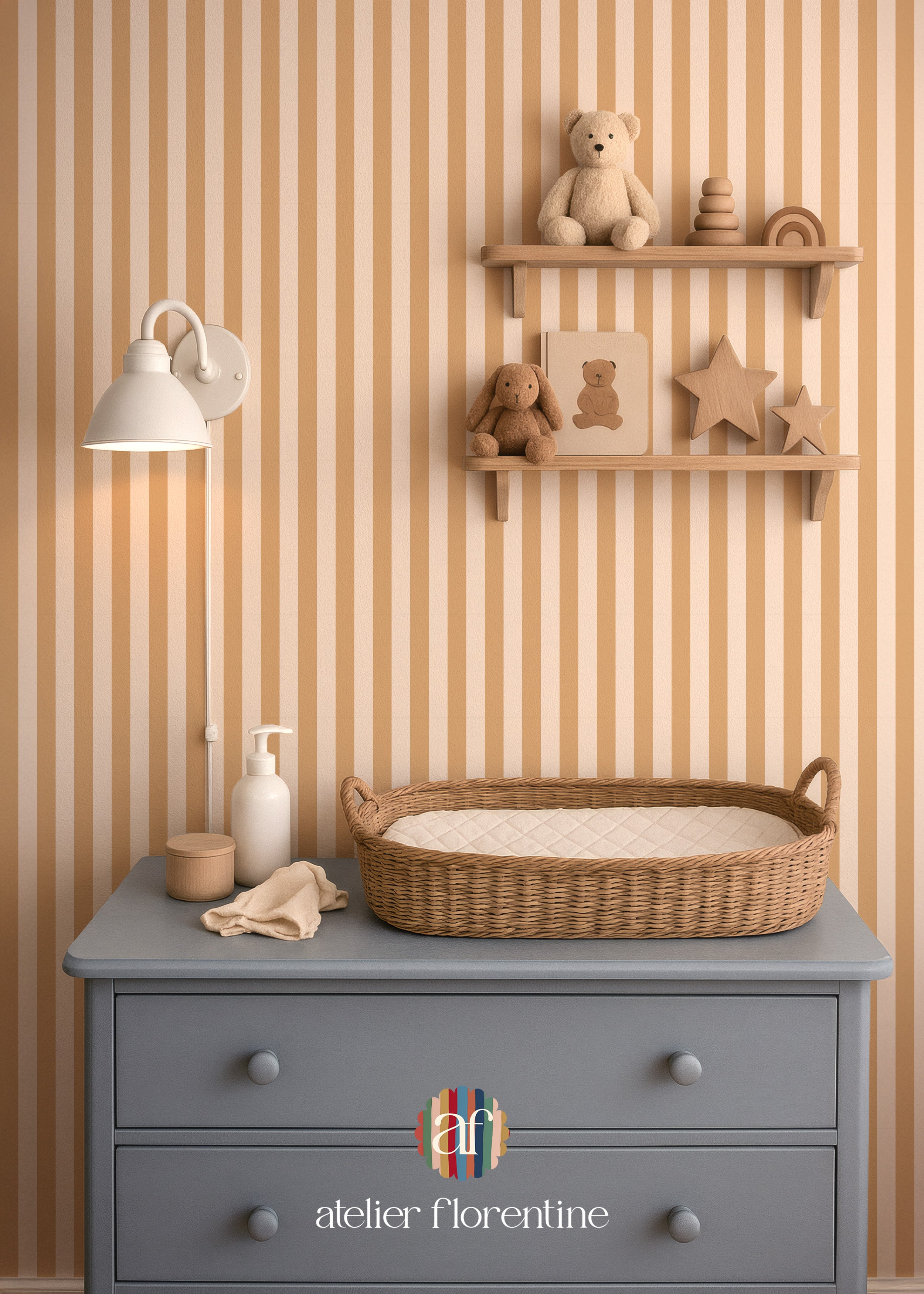 Children's wallpaper with stripes