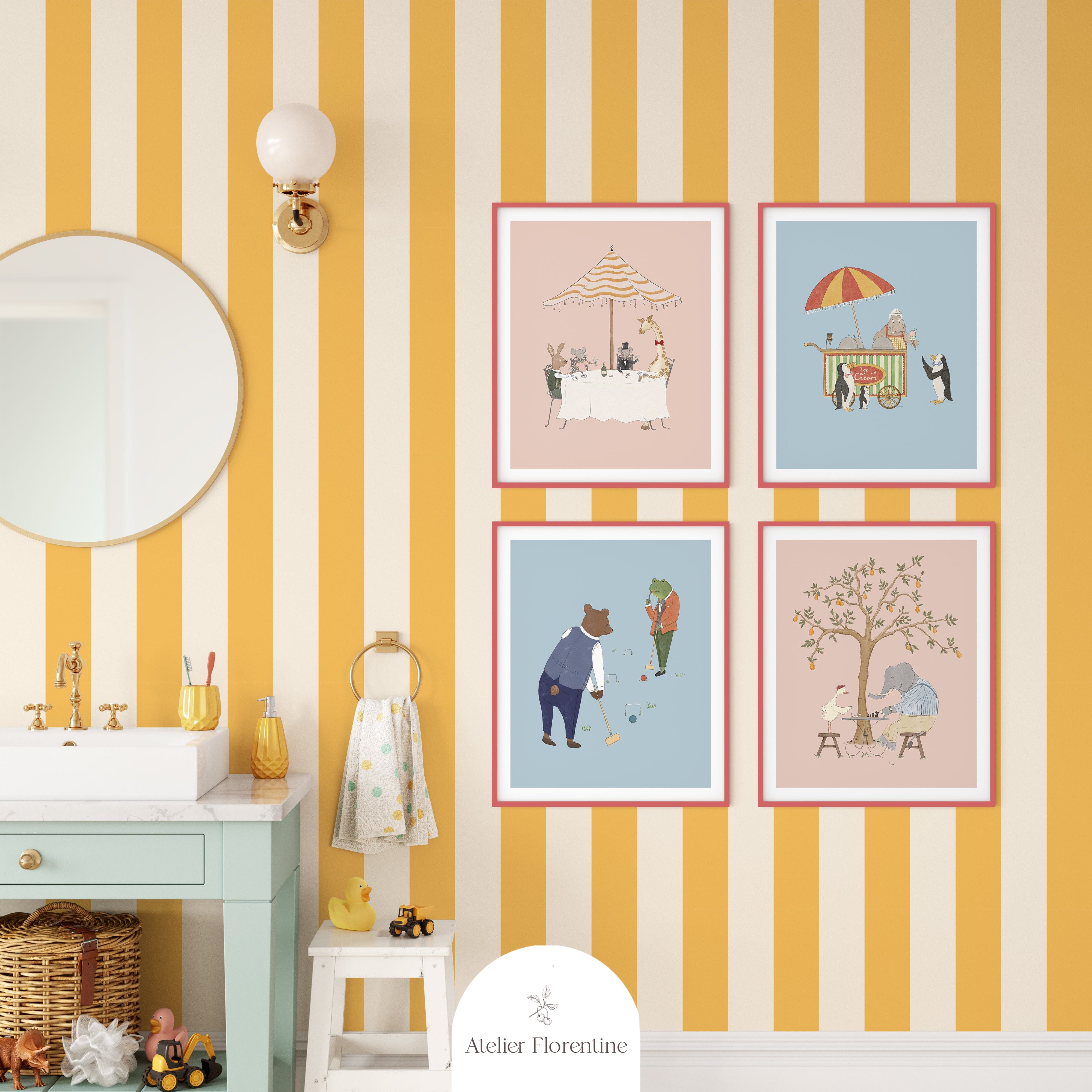 Nursery Poster Pink Animals