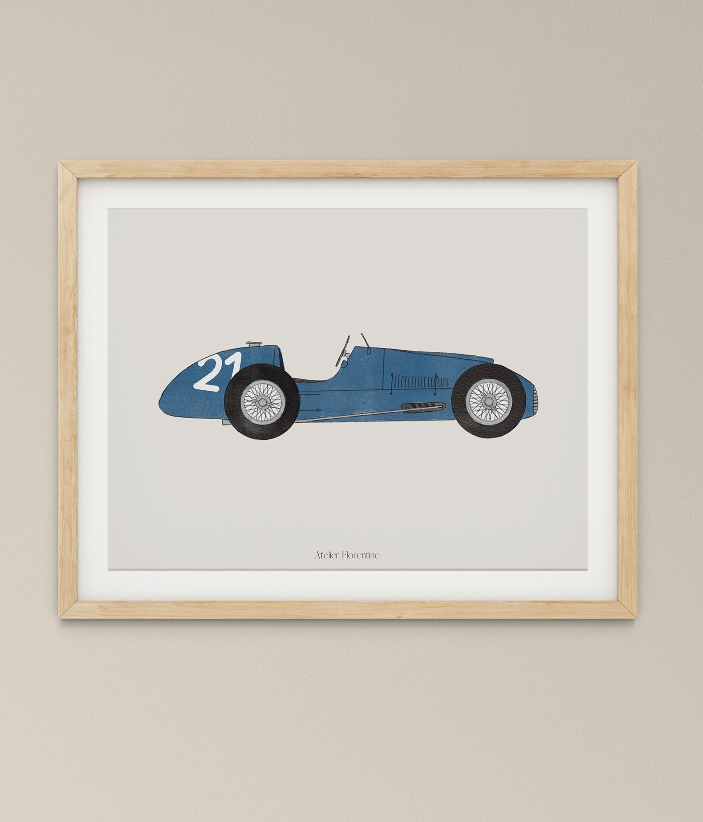 Poster Raceauto Blauw